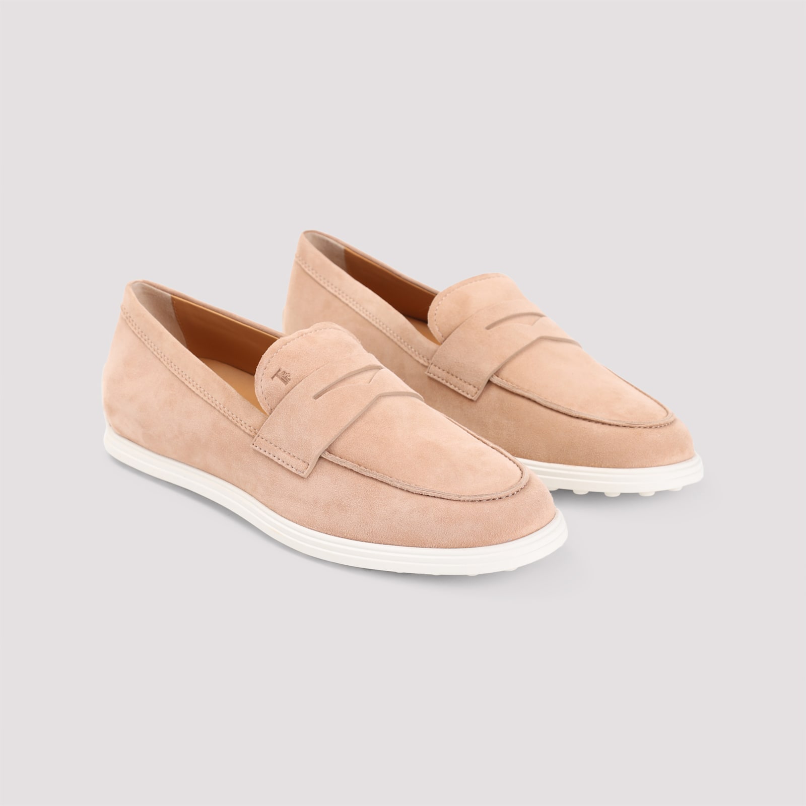 Tod's Suede Leather Loafers In Beige Rosato