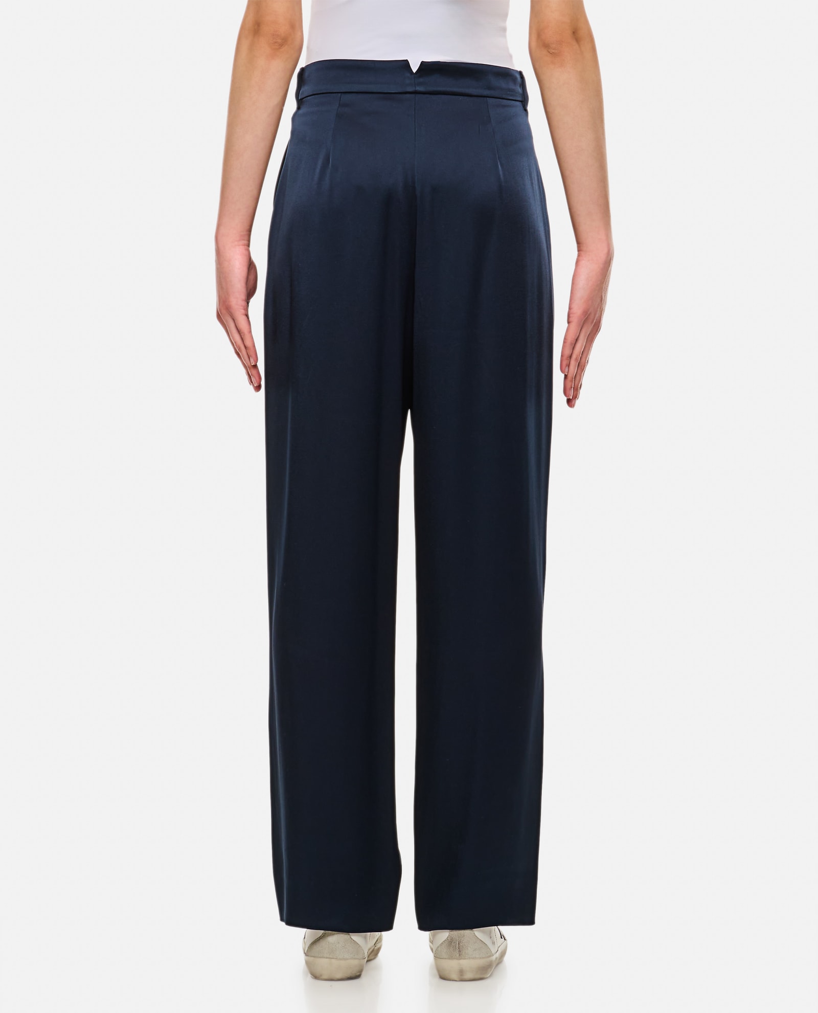 Shop 's Max Mara Amleto Satin Straight Pants In Blue