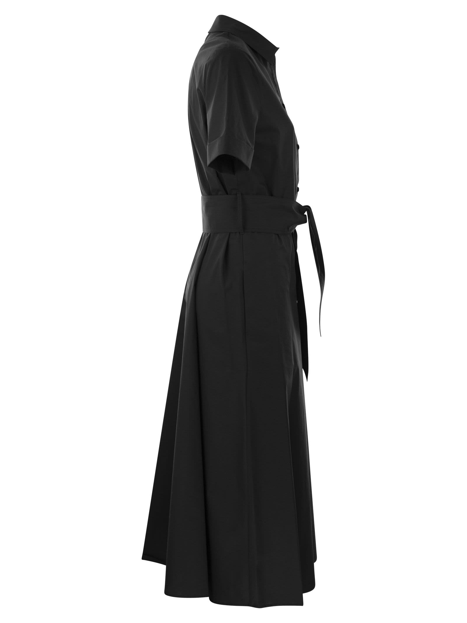 Shop Woolrich Pure Cotton Poplin Chemisier Dress In Black
