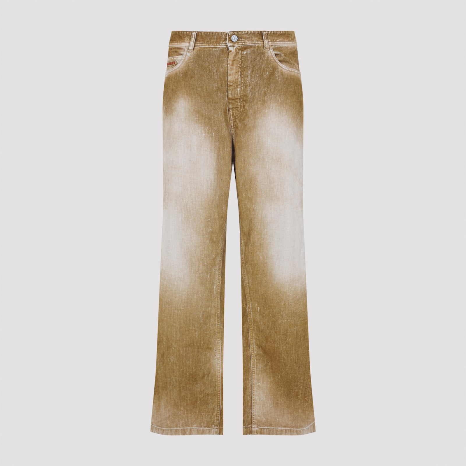 Marni Brown Flocked Denim Trousers With Back Adjuster In Brown