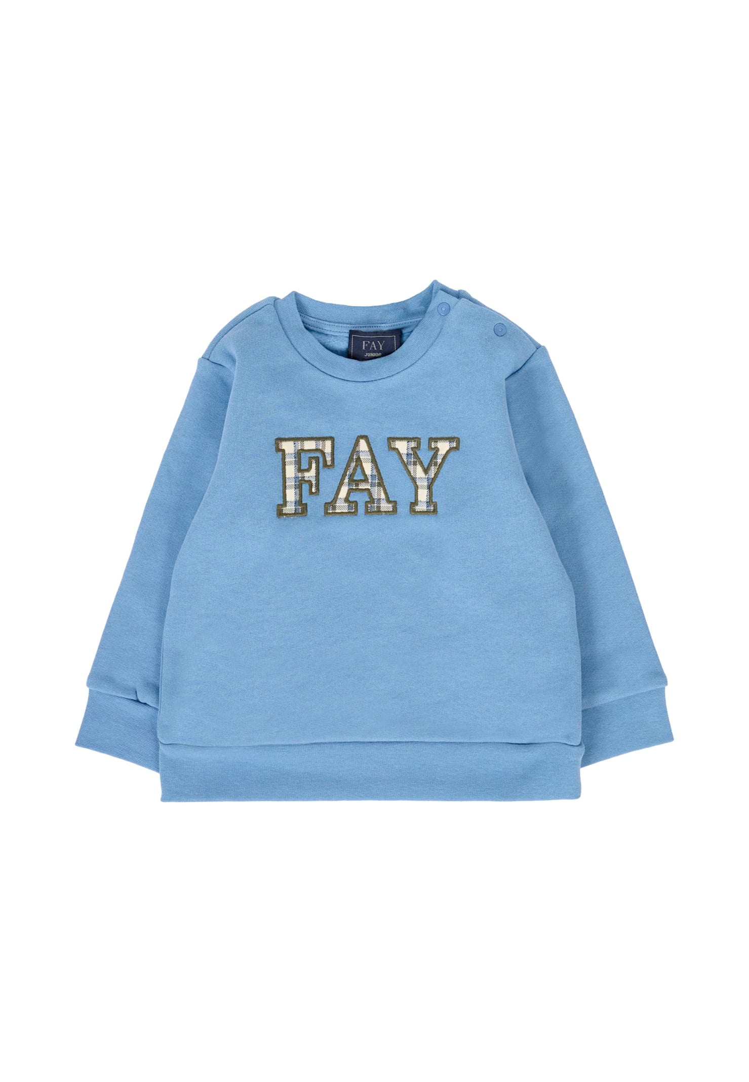 Fay Light Blue Sweatshirt For Baby Boy With Logo In Blue