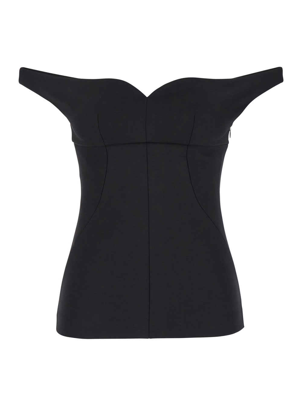 Philosophy di Lorenzo Serafini Black Off Shoulder Top With Sweetheart Neck In Stretch Fabric Woman