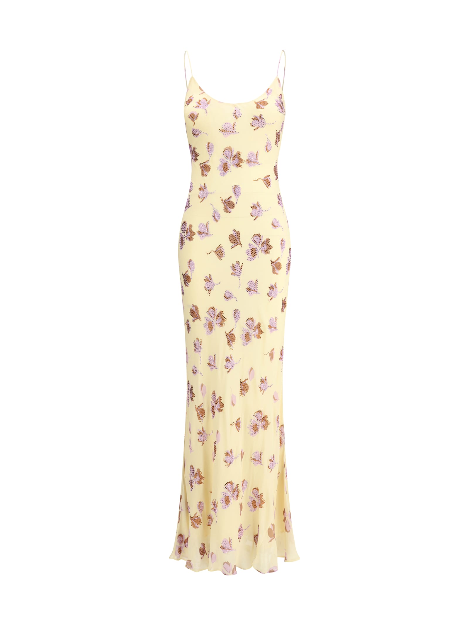 Self-portrait Floral Long Dress In Yellow