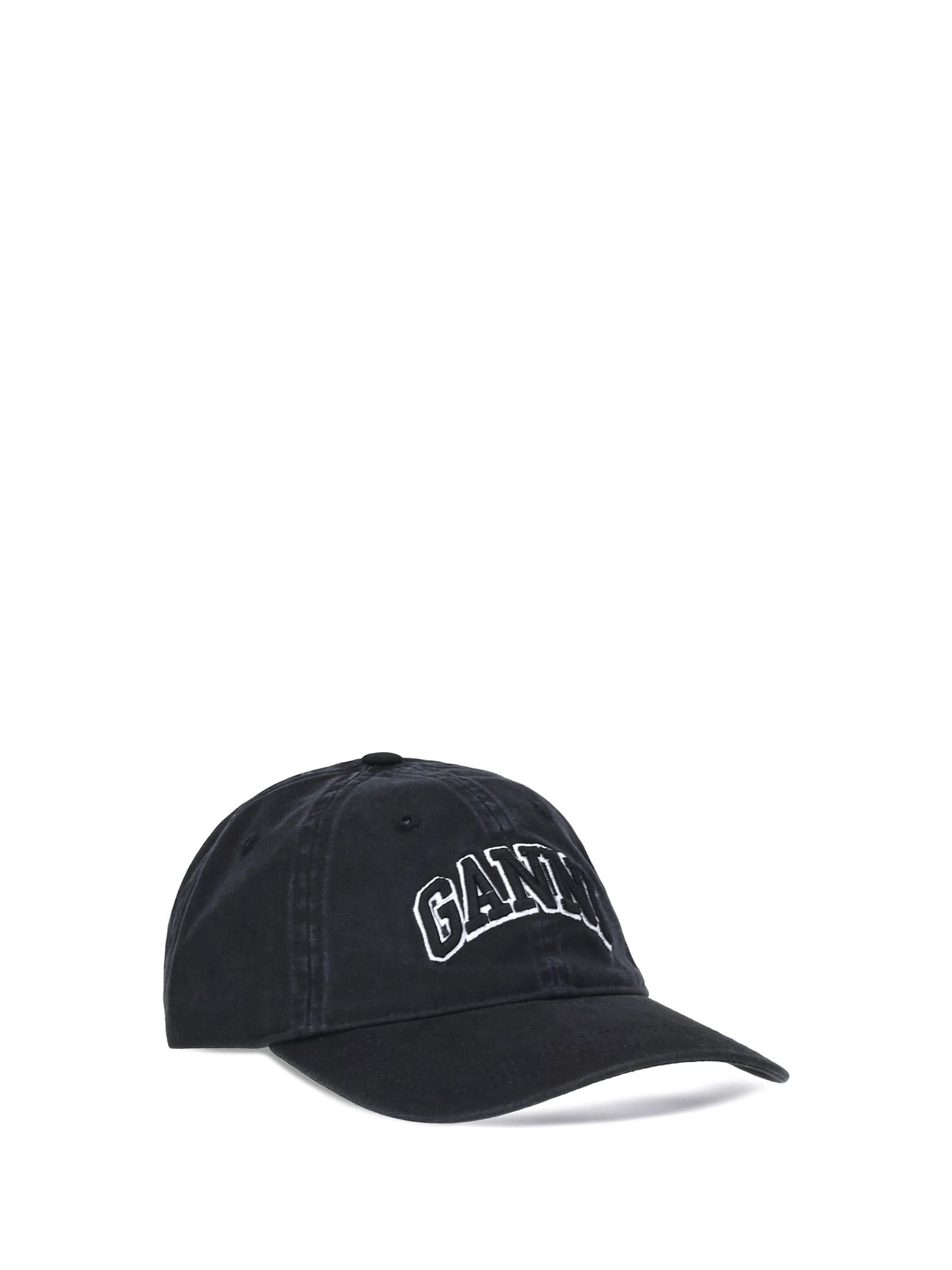 Ganni Logo Baseball Cap In Black