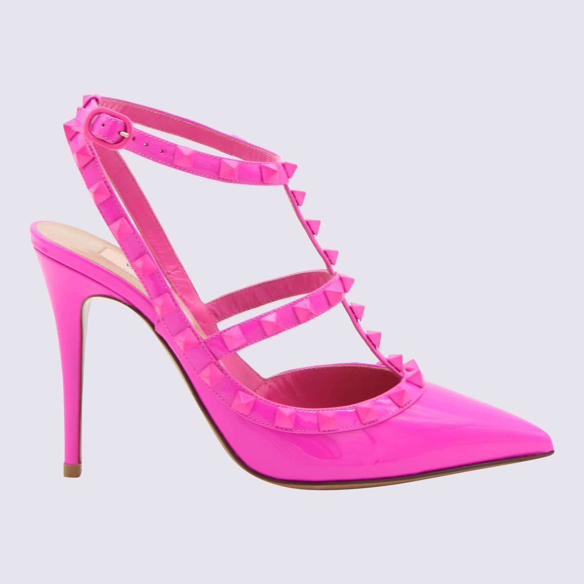 Valentino Garavani Pink Pp Leather Rockstud Pumps