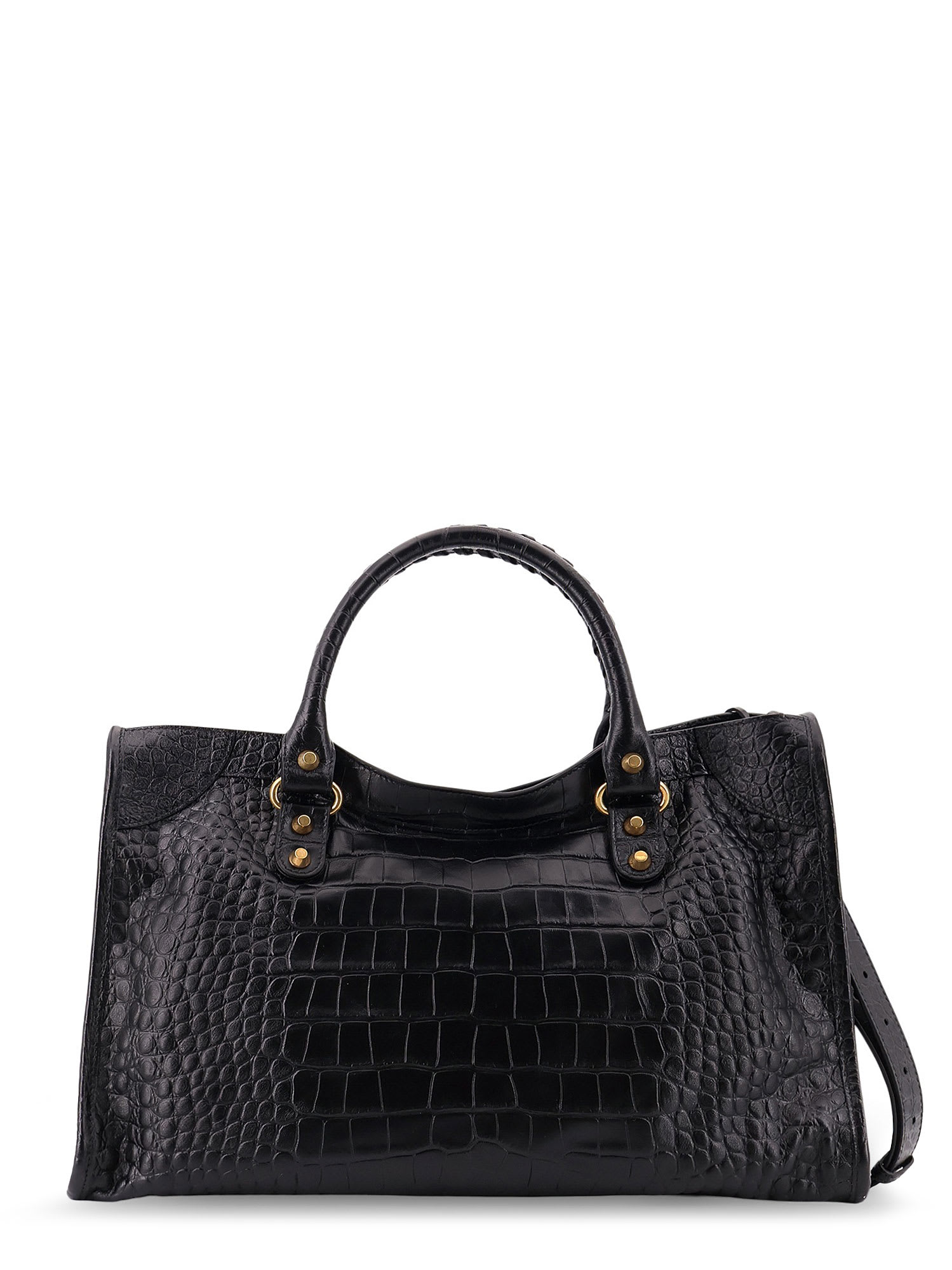 Balenciaga Medium Le City Crocodile-embossed Top-handle Tote Bag In Black