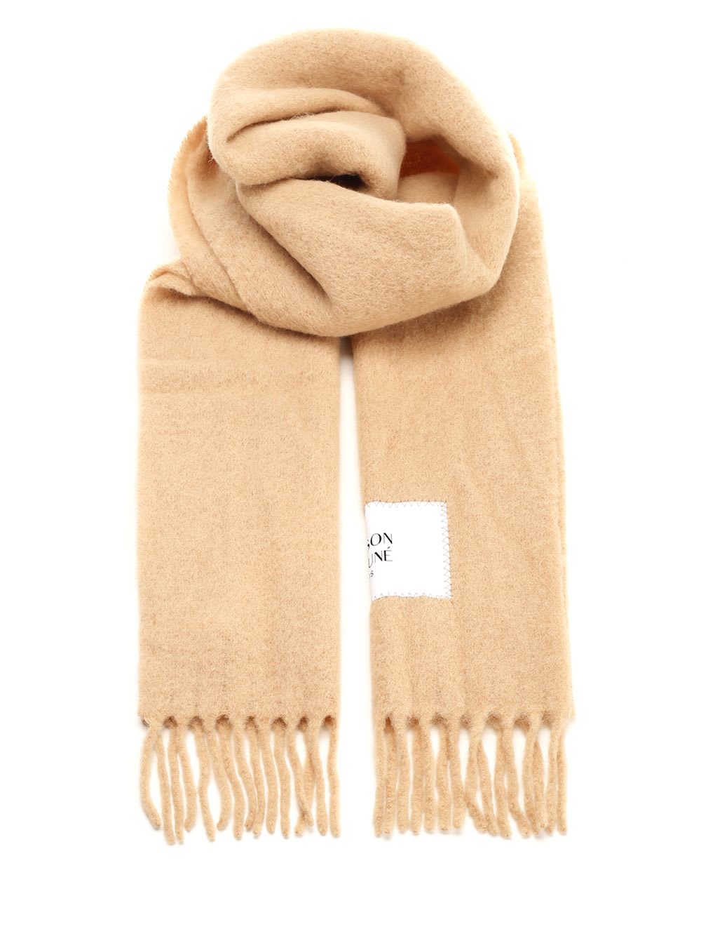 Shop Maison Kitsuné Baby Alpaca Scarf In Beige