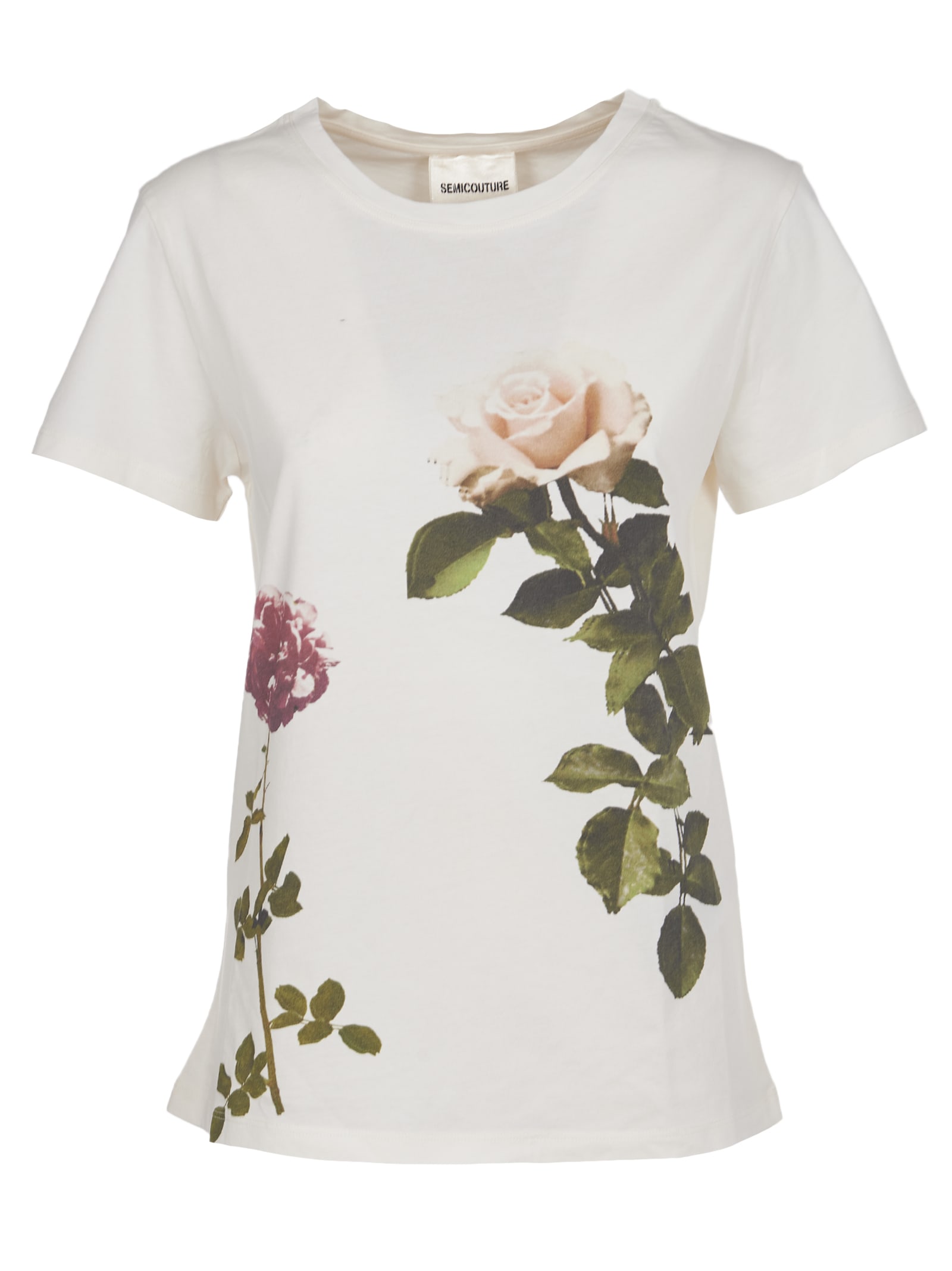 SEMICOUTURE T-SHIRT WITH FLORAL PRINT,11880960