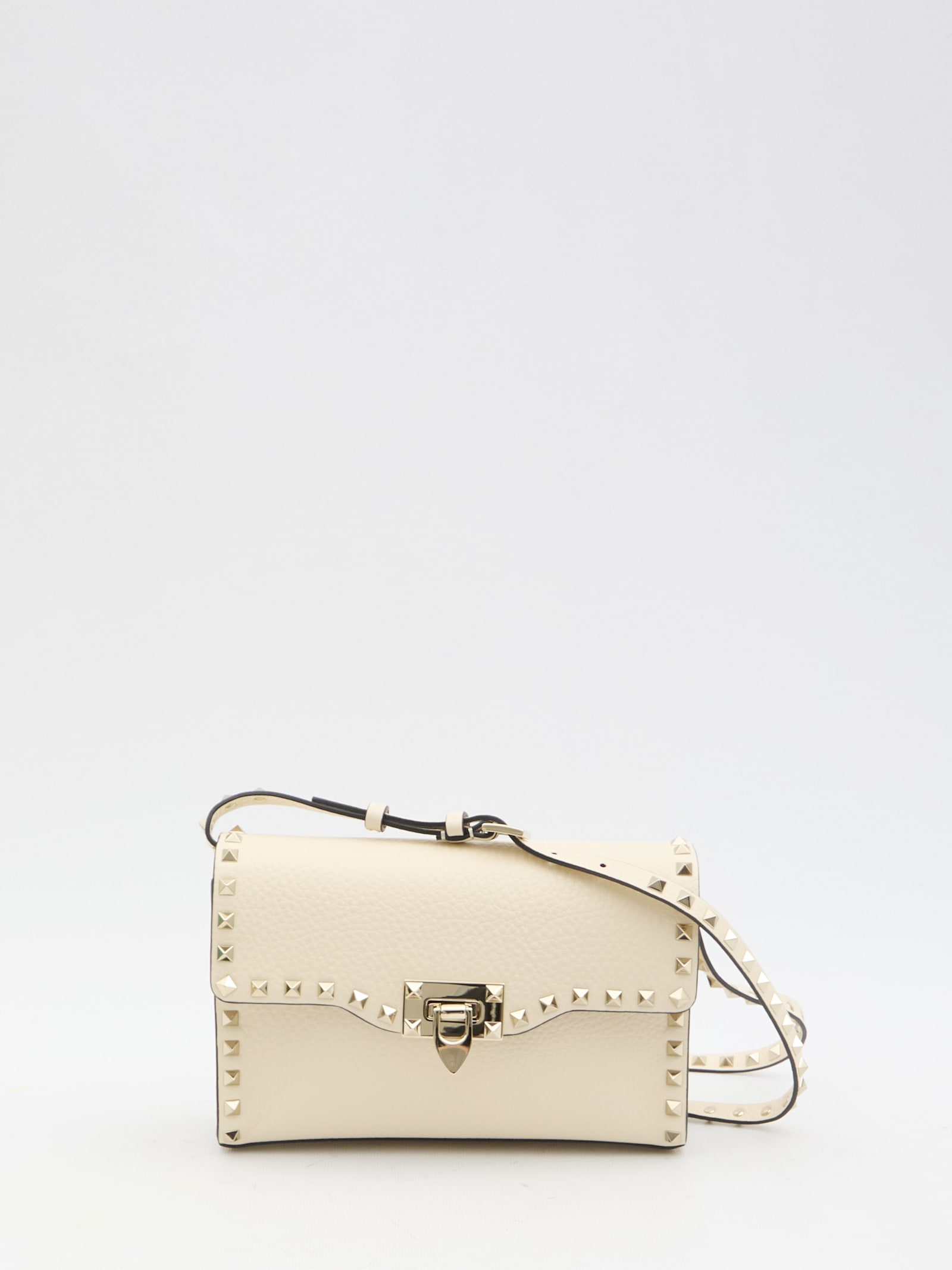 Shop Valentino Rockstud Small Crossbody Bag In Ivory