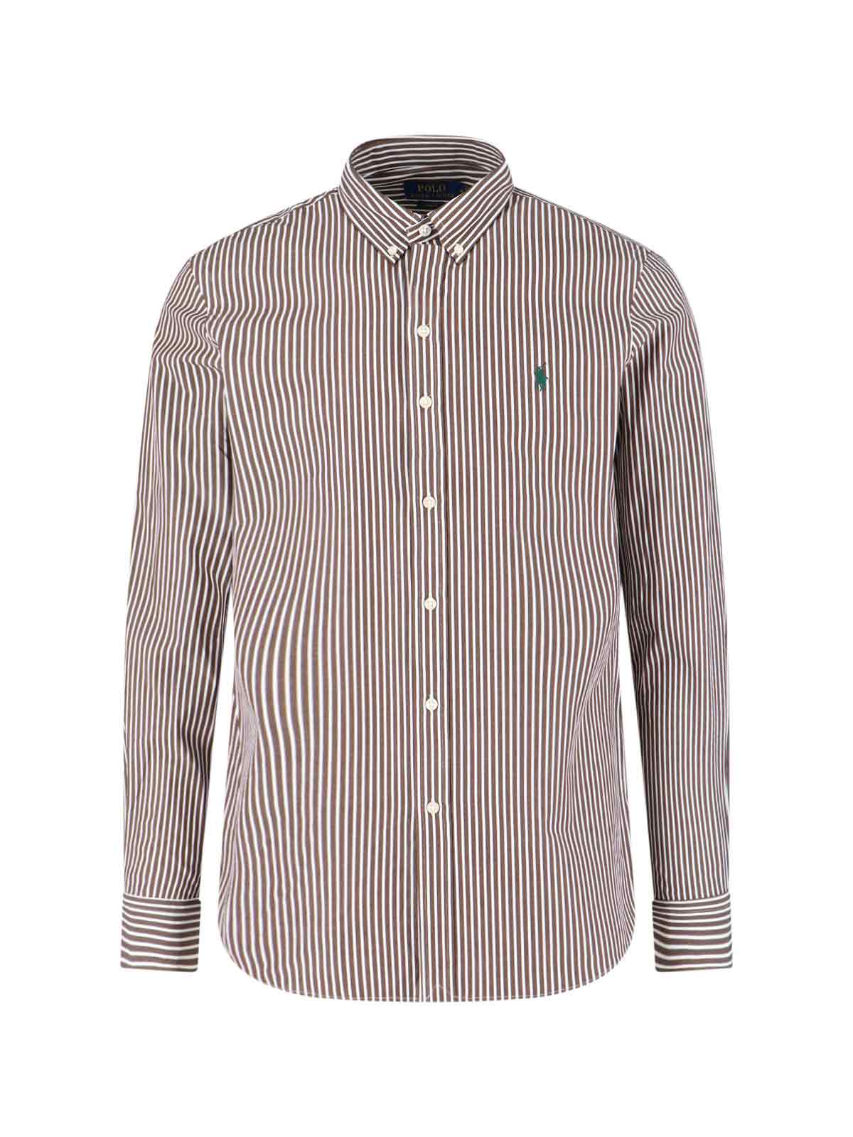 Ralph Lauren Logo Striped Shirt In Red