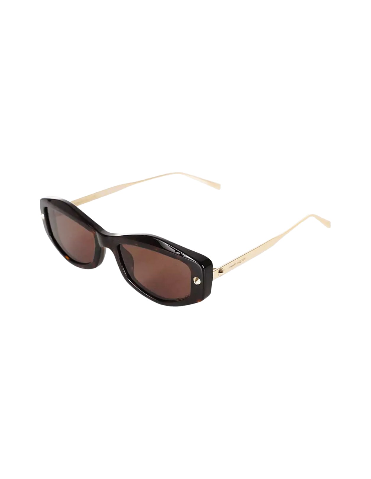 Shop Alexander Mcqueen Geometric Spike Studs Sunglasses In Havana/smoky In Brown