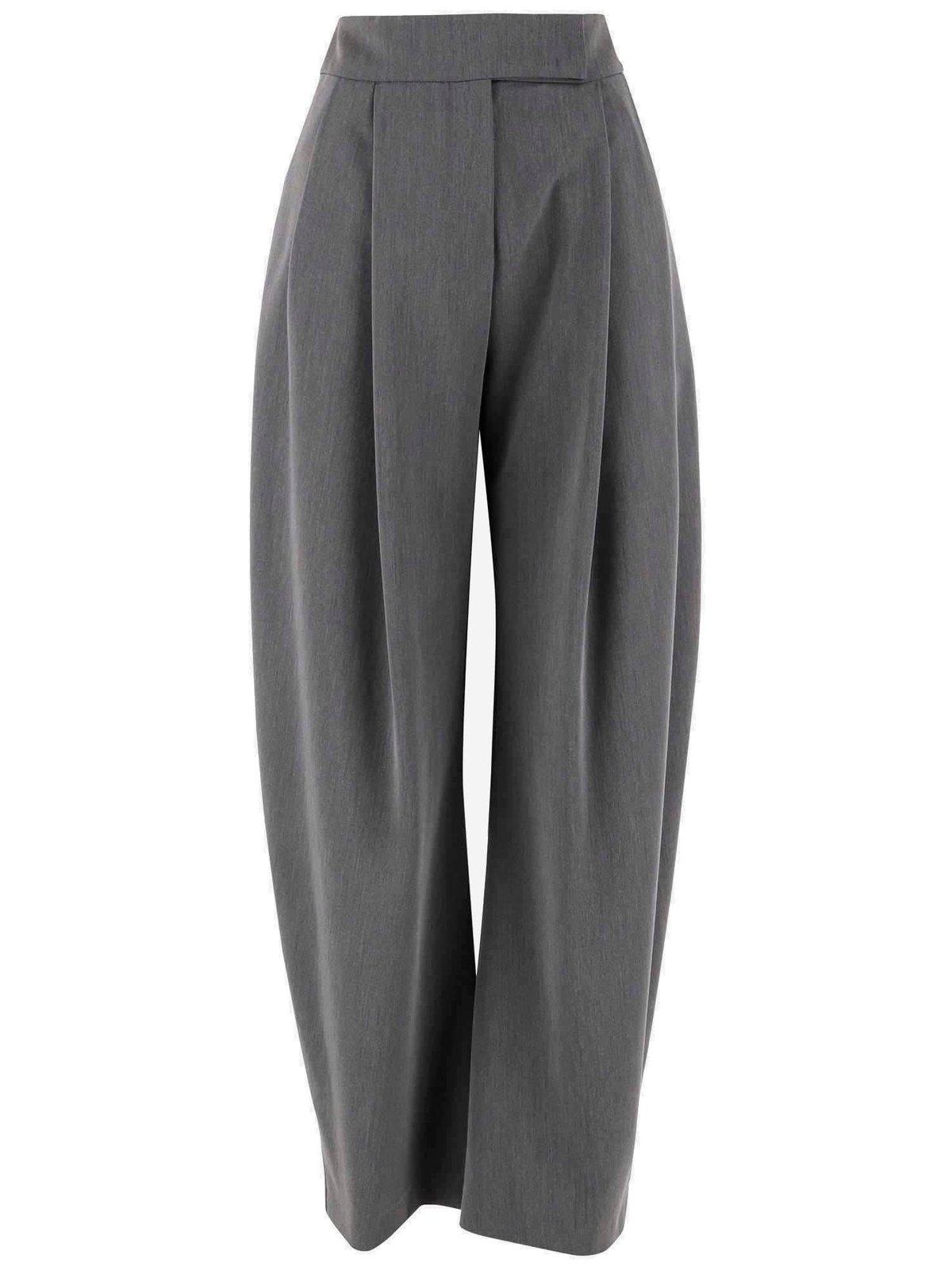 Shop Pinko Tailored Pleated Wide-leg Trousers  In Grey