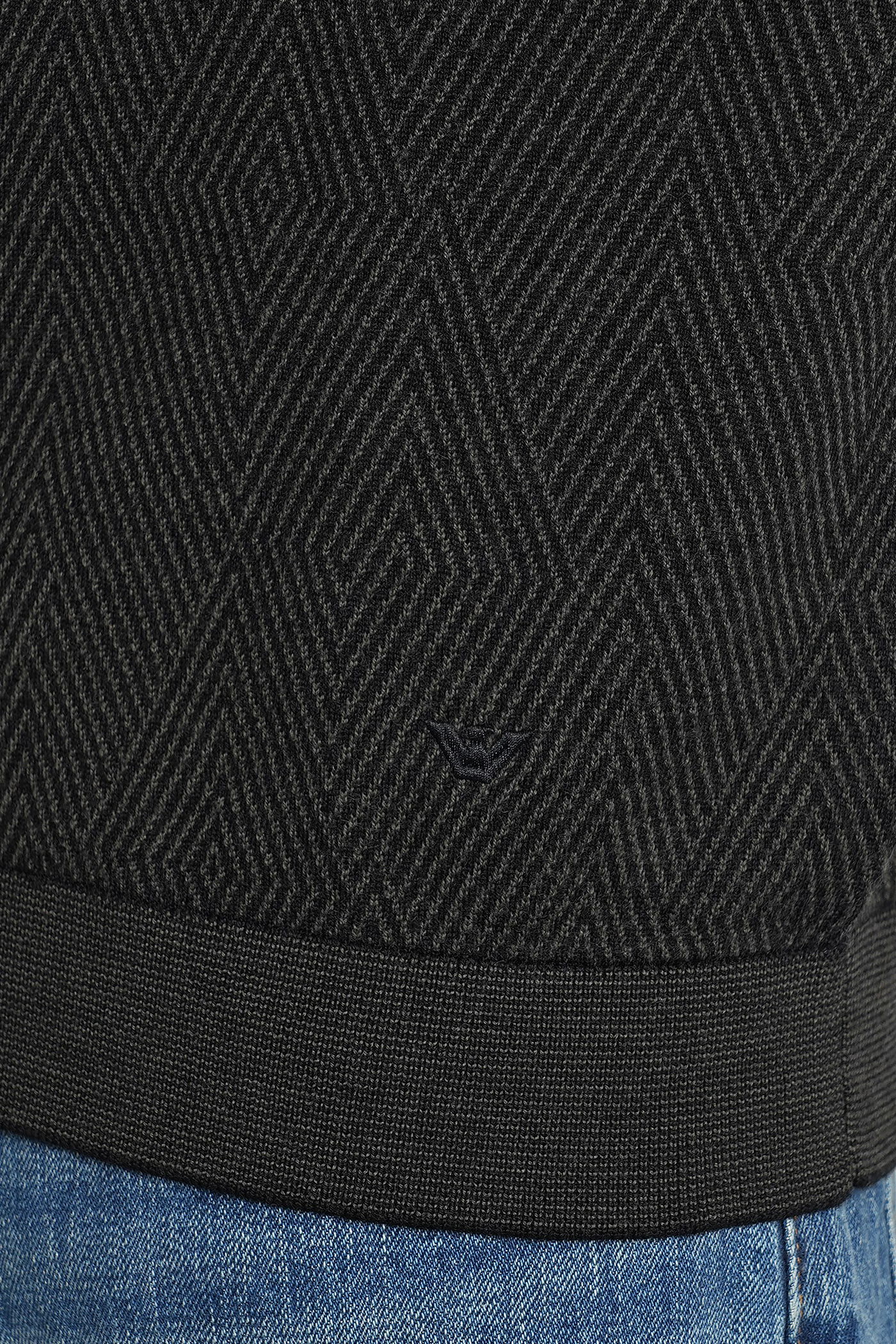 Emporio Armani Virgin Wool Jumper With Micro Jacquard Op-art Diamonds In Multi