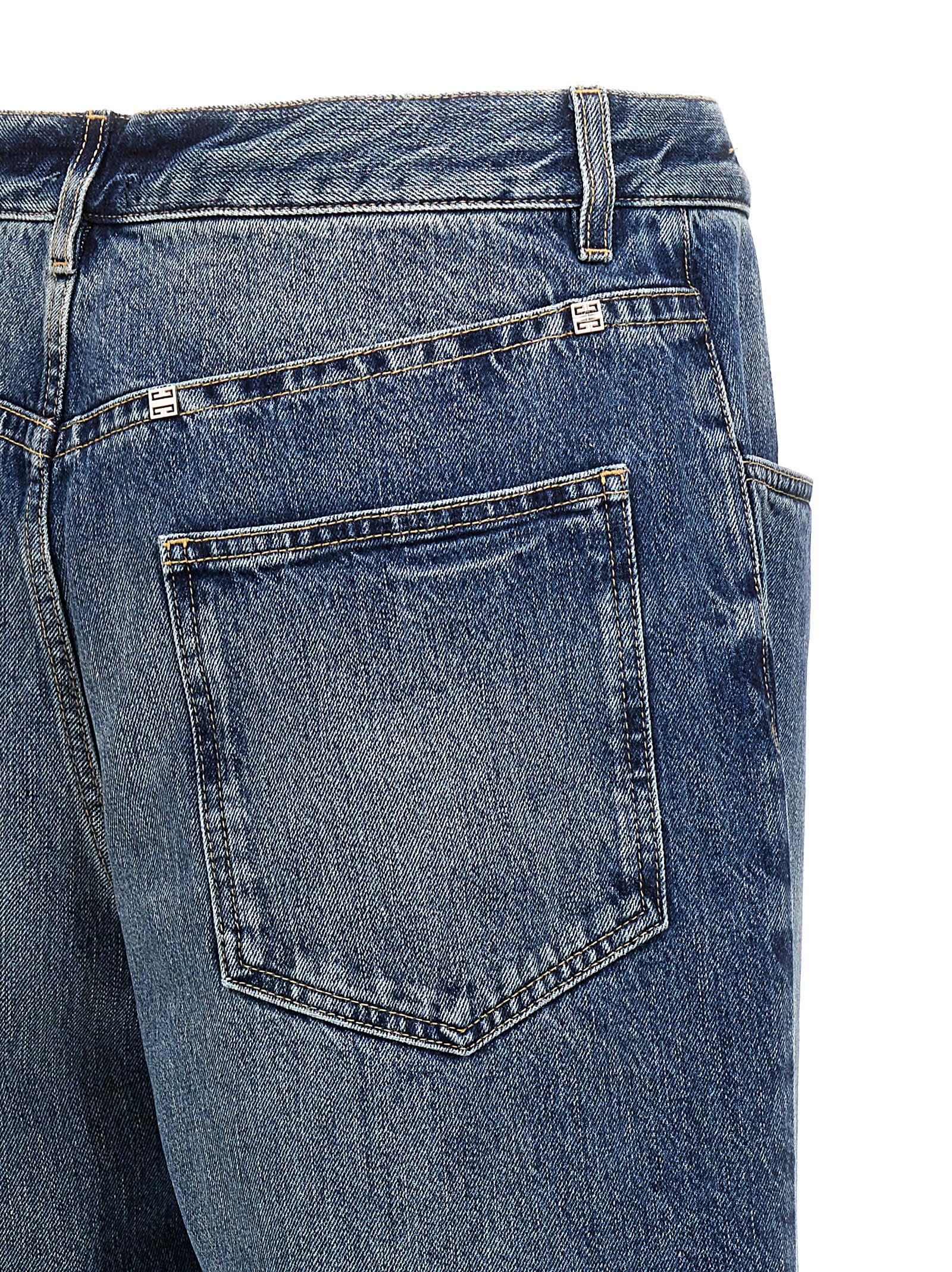 Shop Givenchy Logo Plaque Jeans In Blue