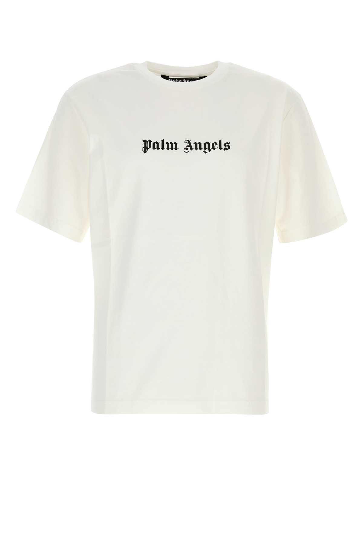 Shop Palm Angels White Cotton T-shirt In 0110