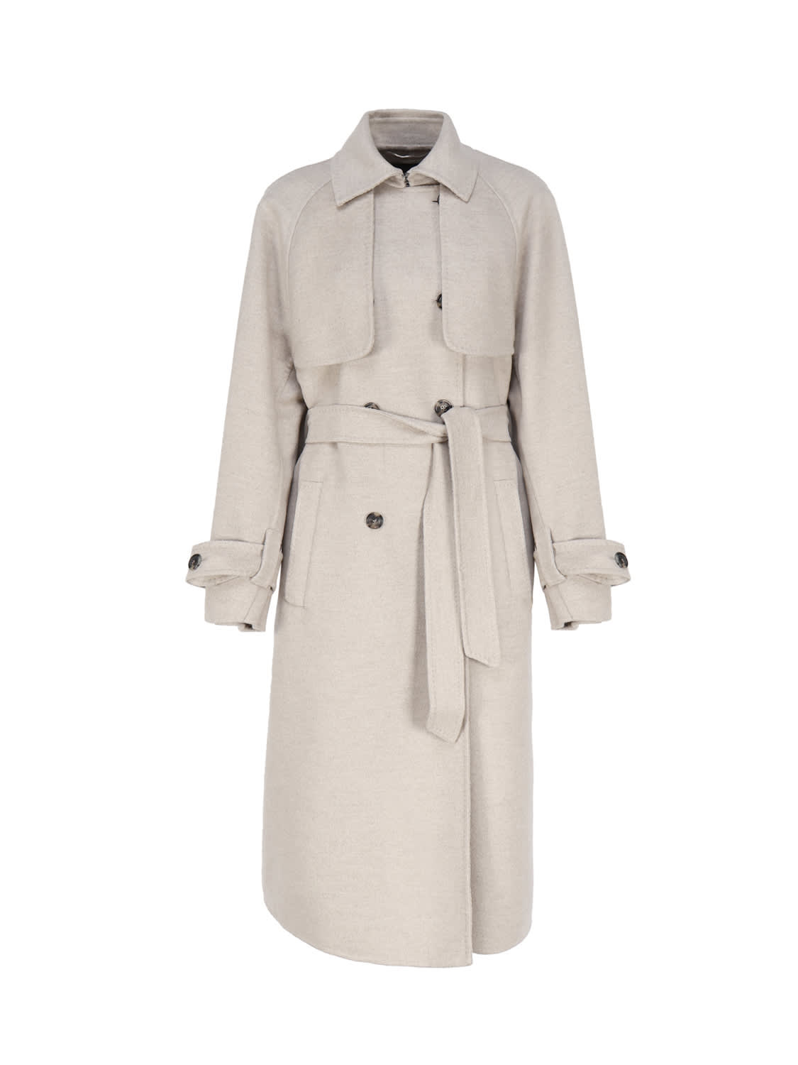 Max Mara Beige Cashmere Oversize Trench Coat In 012