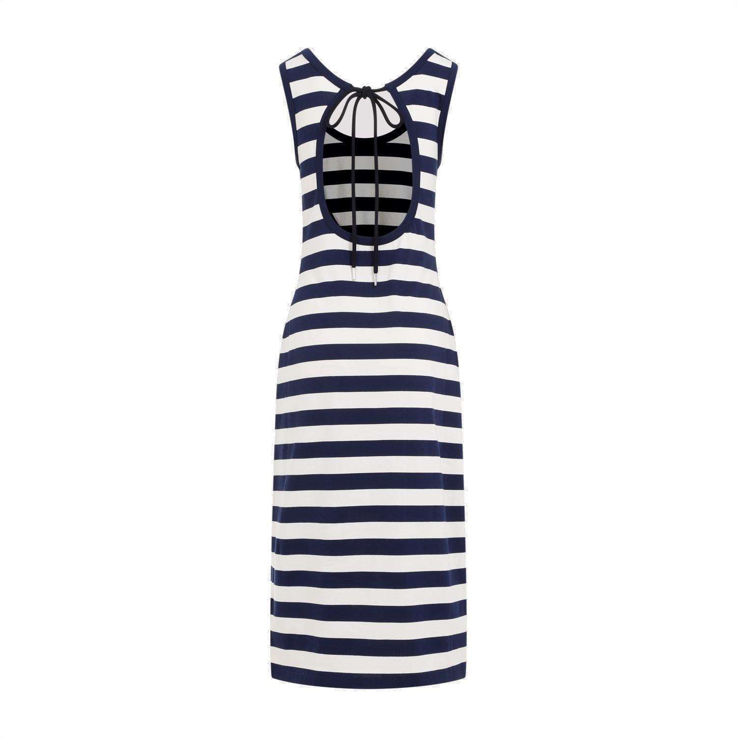 Shop Moncler Striped Sleeveless Dress