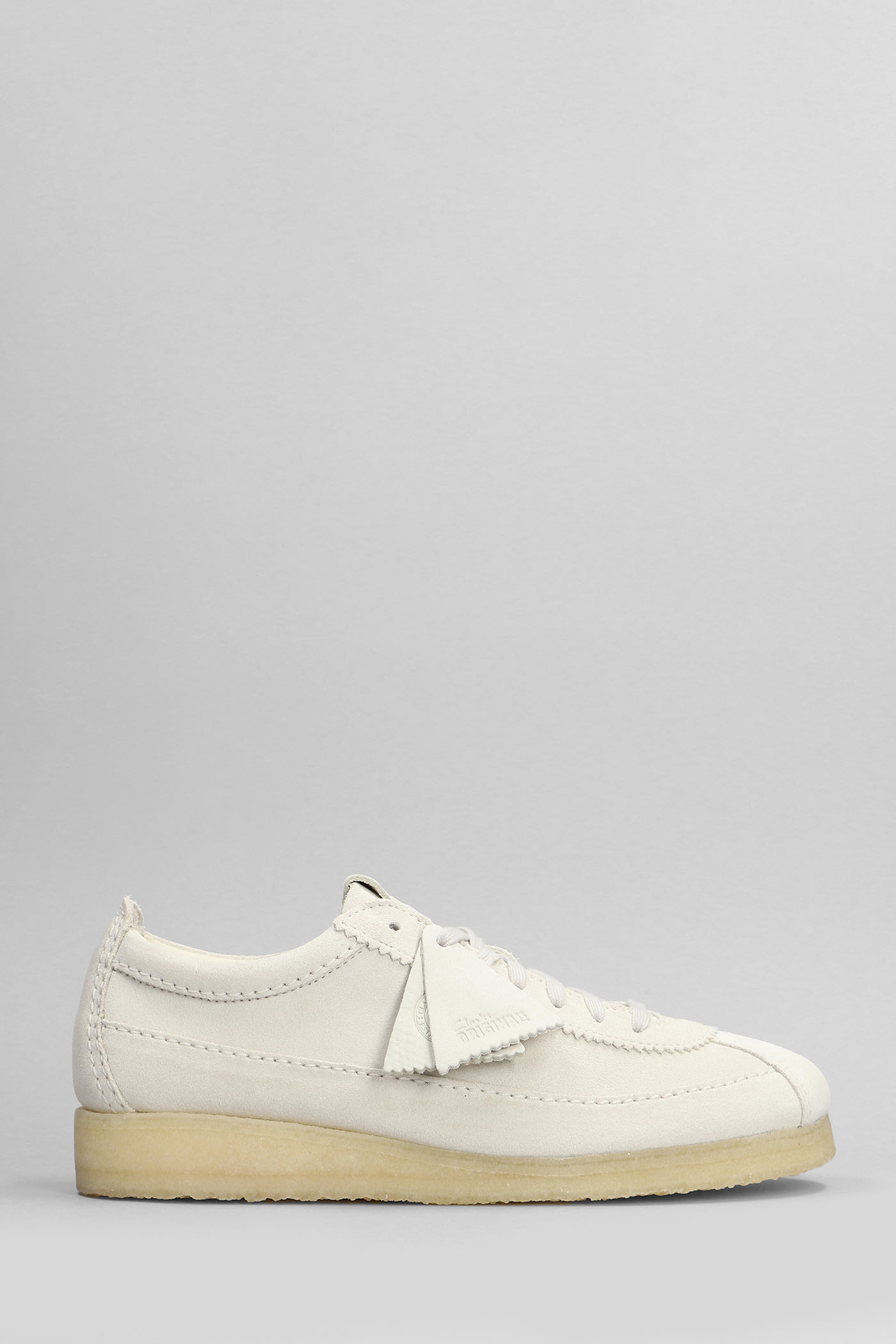 Clarks Wallabee Tor Lace Up Shoes In White Suede