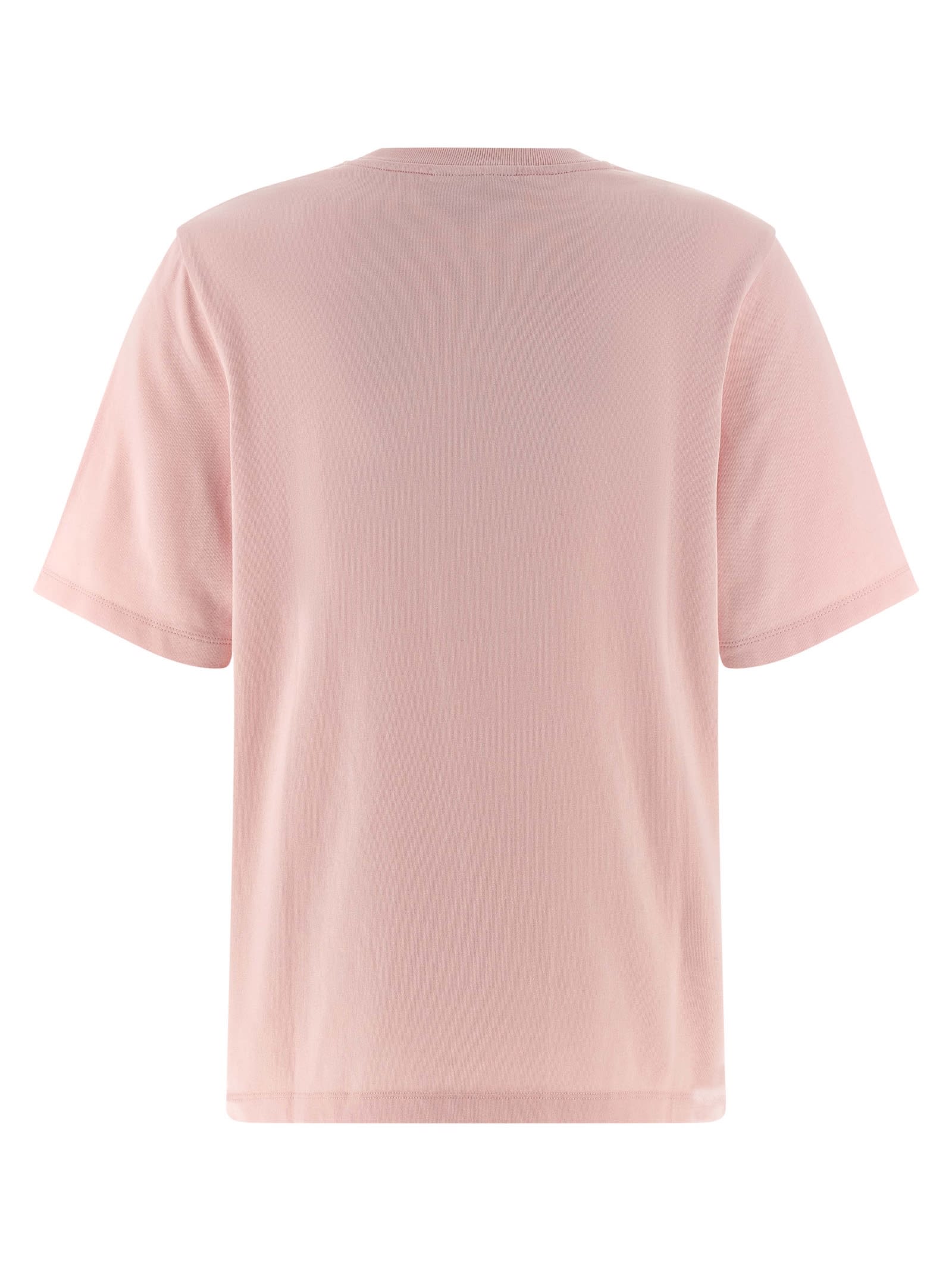 Maison Kitsuné Fox Motif Cotton T-shirt Embroidered Detail In Pink