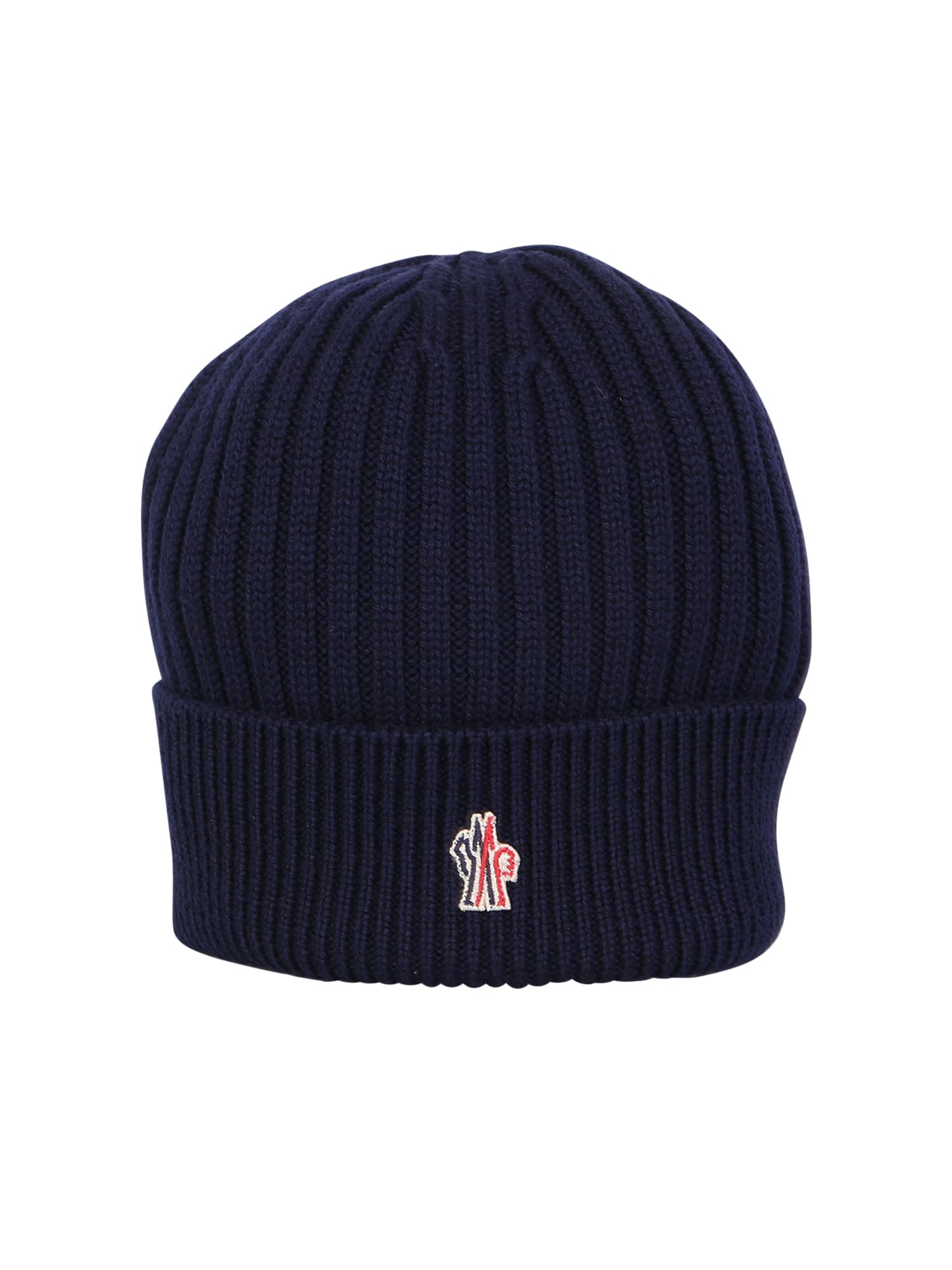 Moncler Grenoble Blue Ribbed Beanie Hat