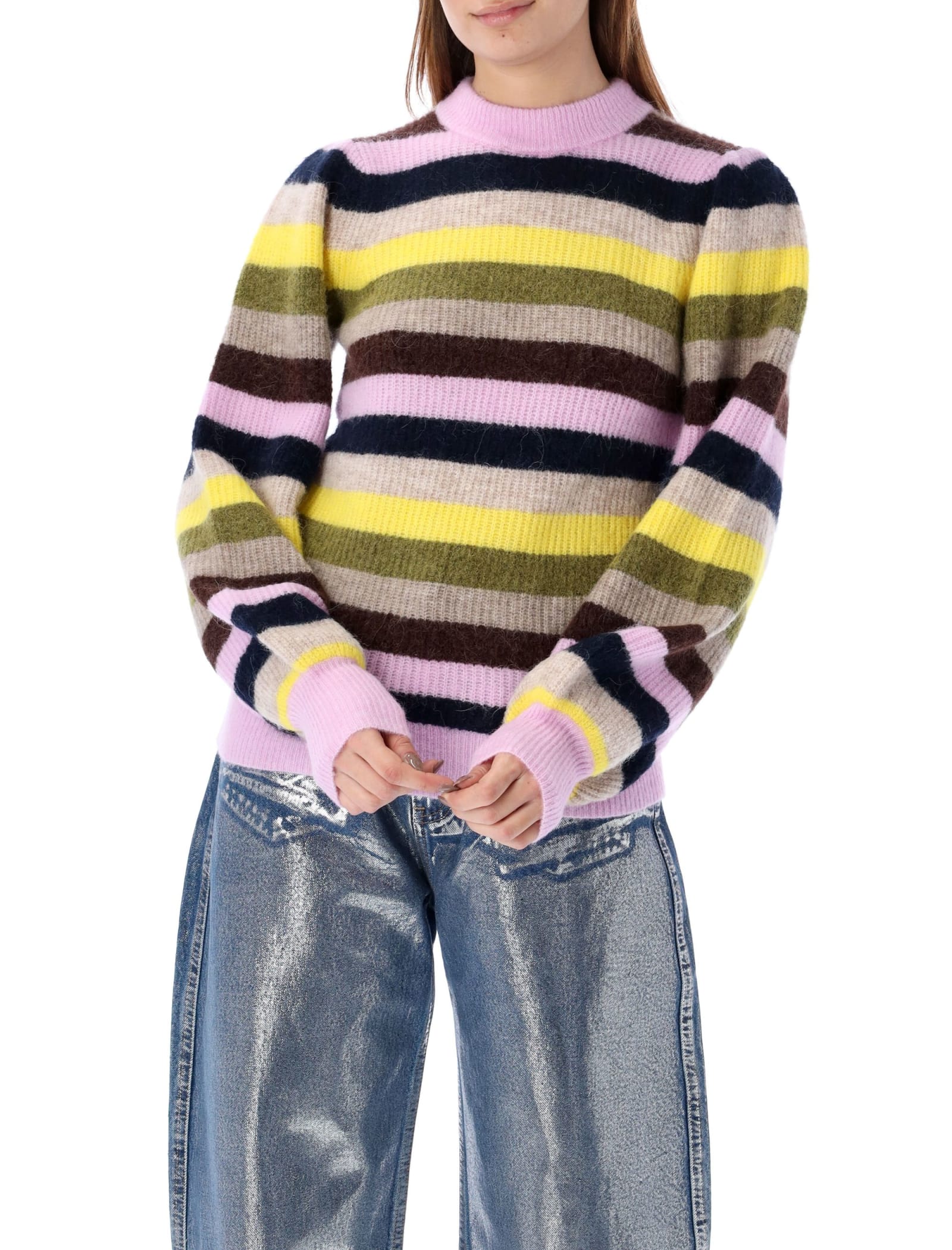 Ganni Striped Wool-blend Jumper