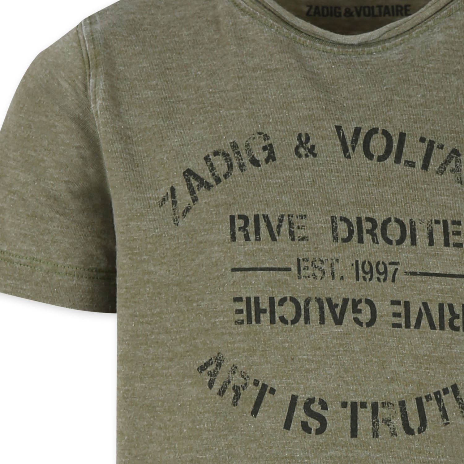 ZADIG &AMP; VOLTAIRE GREEN T-SHIRT FOR KIDS WITH LOGO 