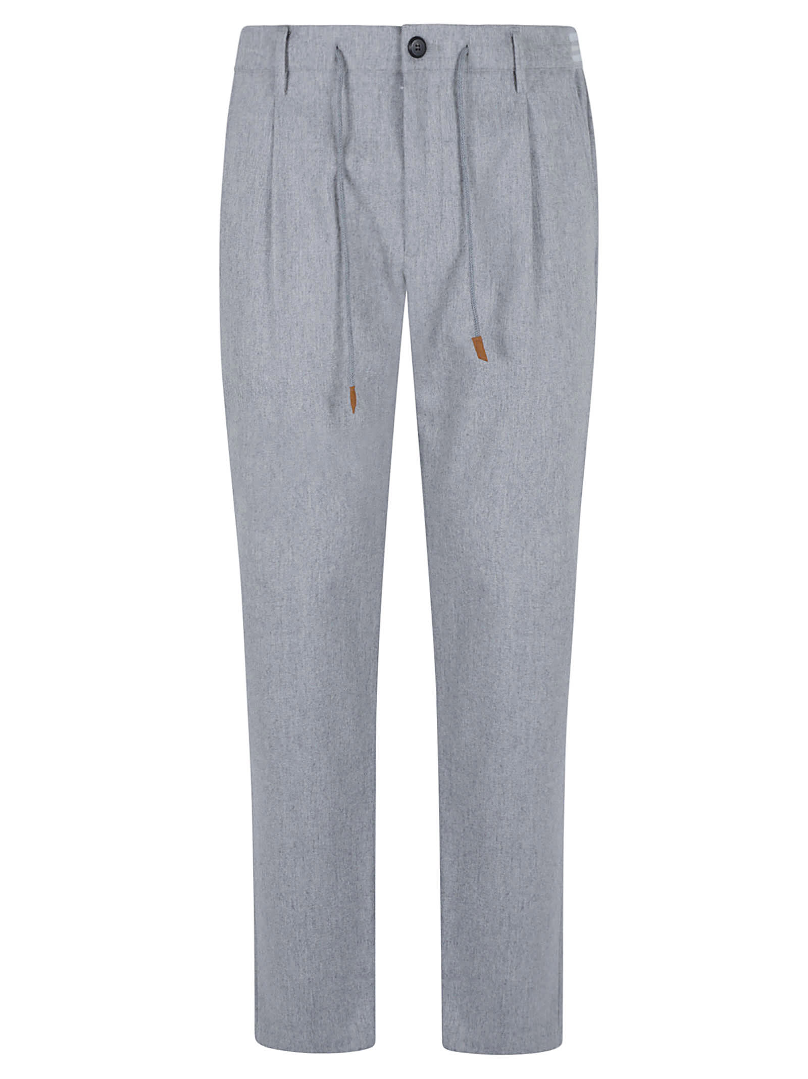 Shop Eleventy Laced Buttoned Trousers  In Grey Melange