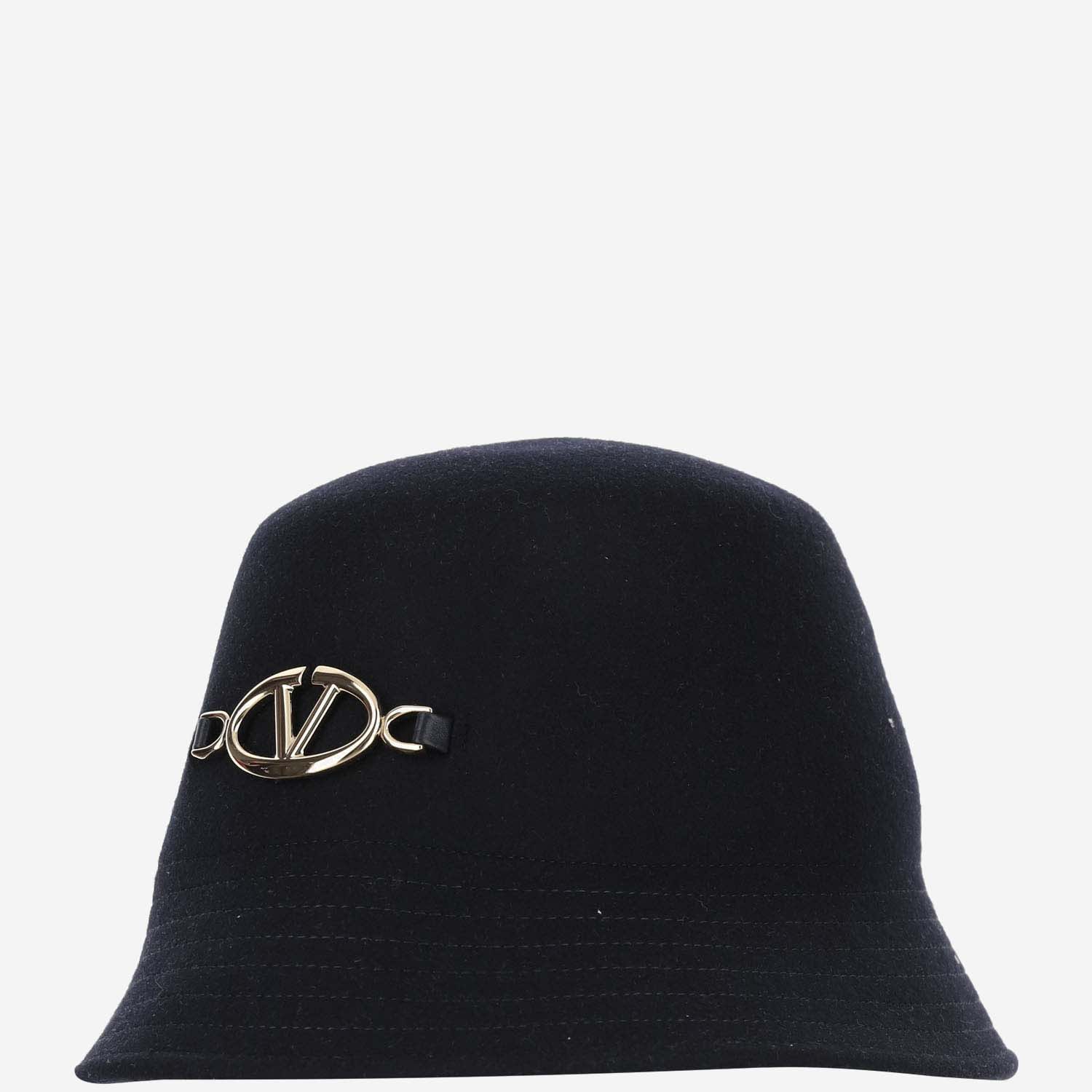 Shop Valentino Vlogo Wool Bucket Hat In Black