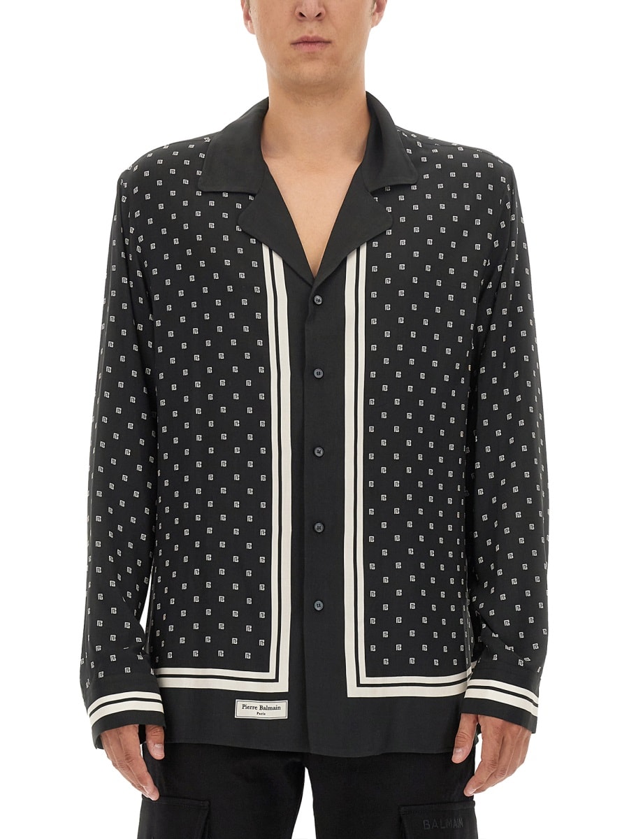 Shop Balmain Shirt With Logo In Black