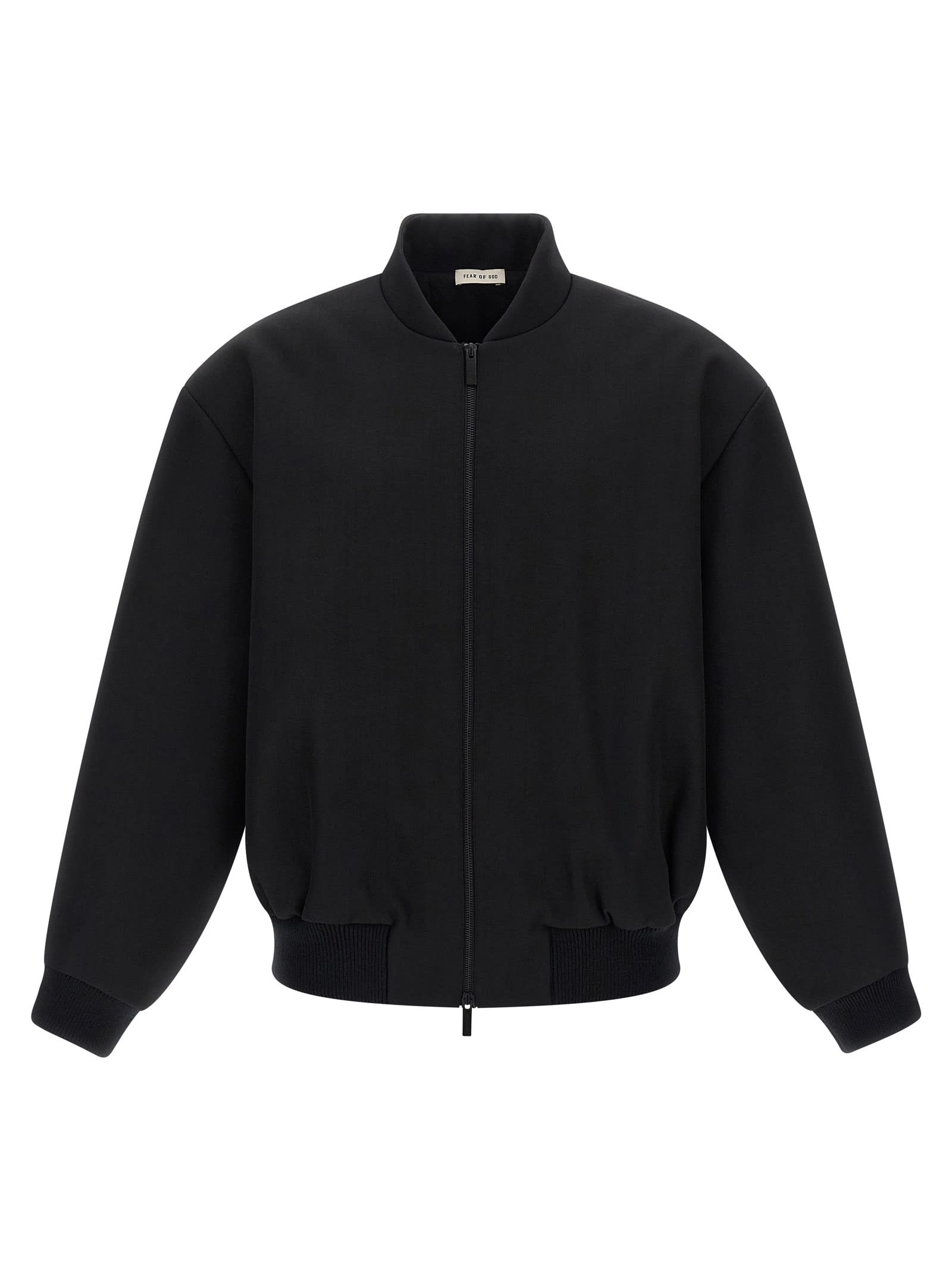 Fear Of God Black Nylon Bomber With High Collar In Black