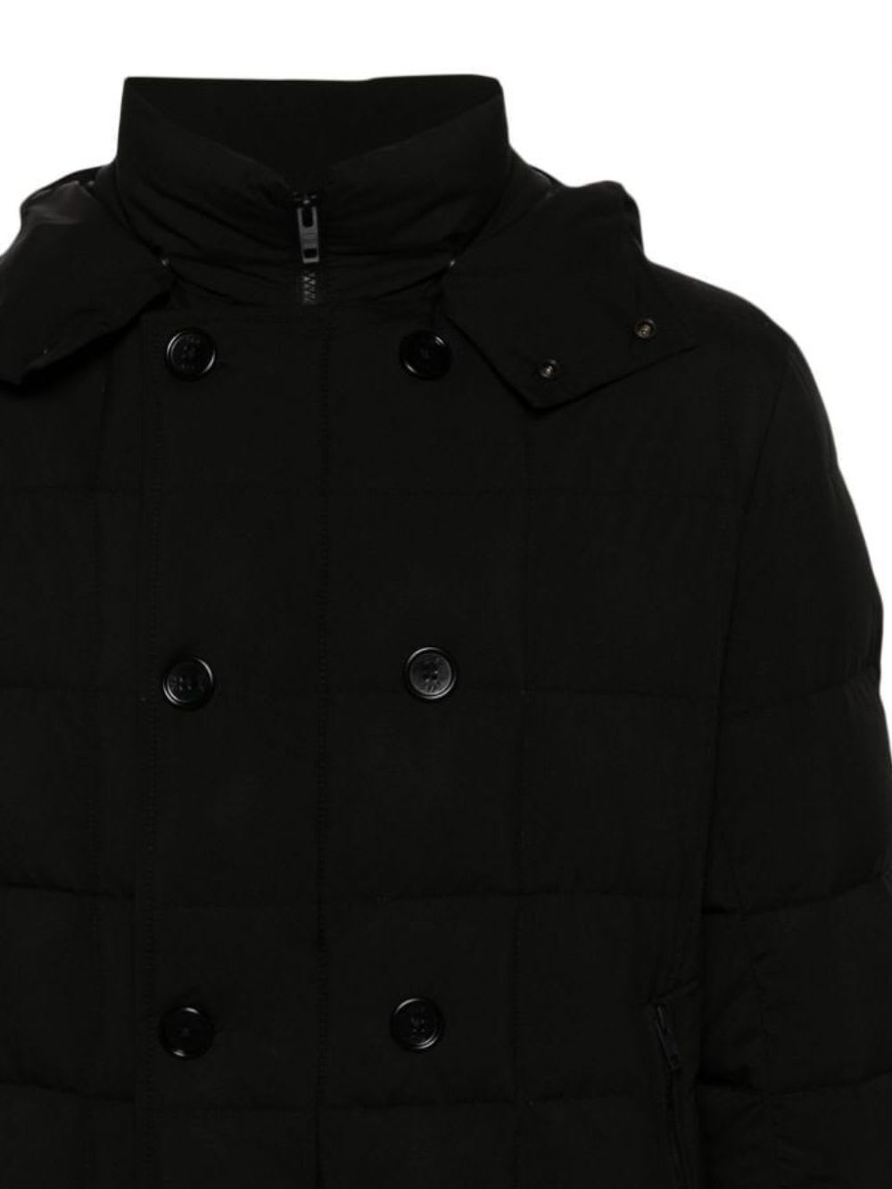 Shop Fay Double Breast Padded Bomber Jacket In Black