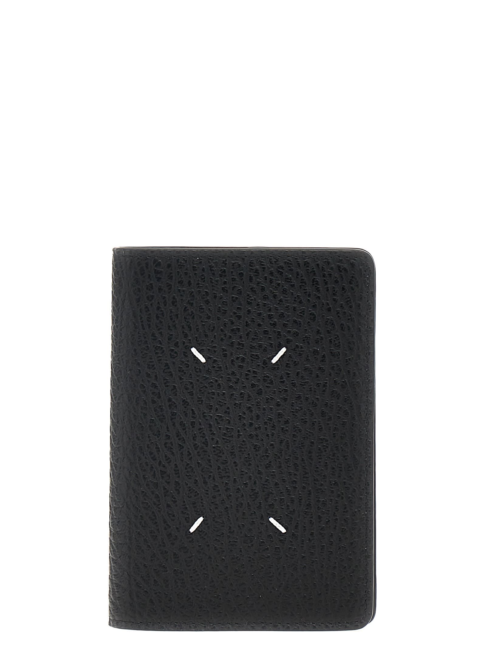 Shop Maison Margiela Four Stitches Passport Holder In Black