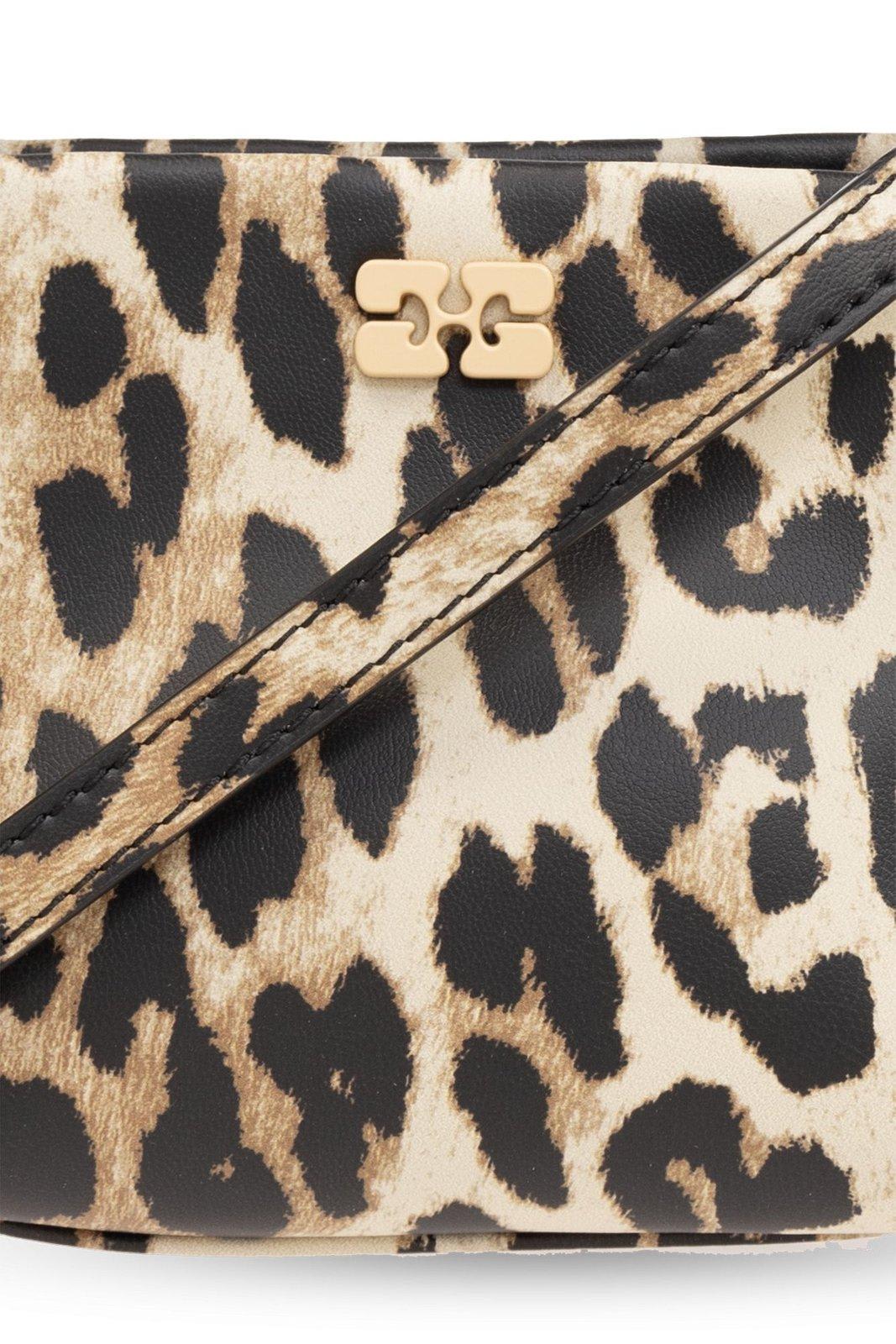 Ganni Mini Bou Leopard-print Tote Bag In Brown