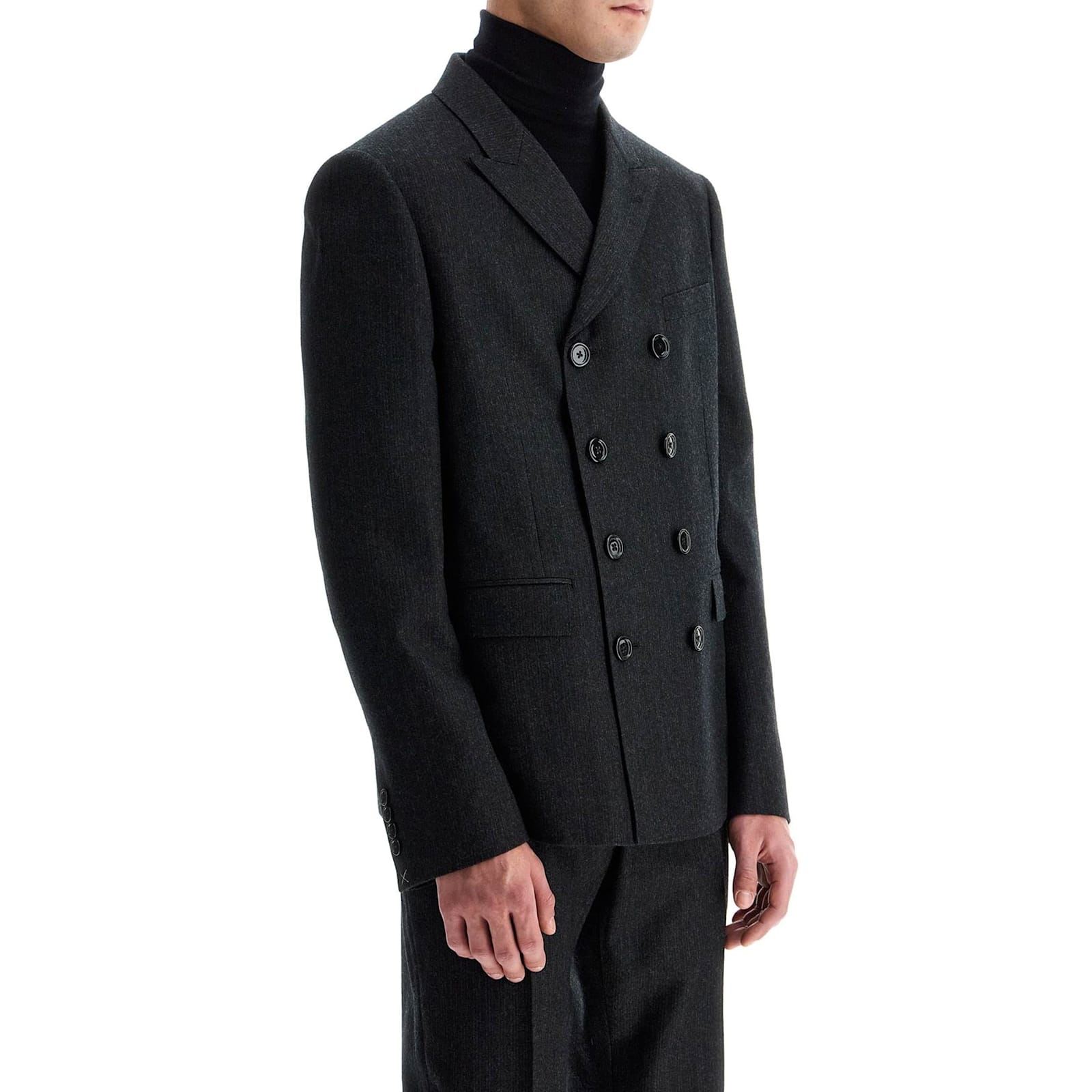 Celine Double-breasted Black Wool Blazer With Tailored Fit