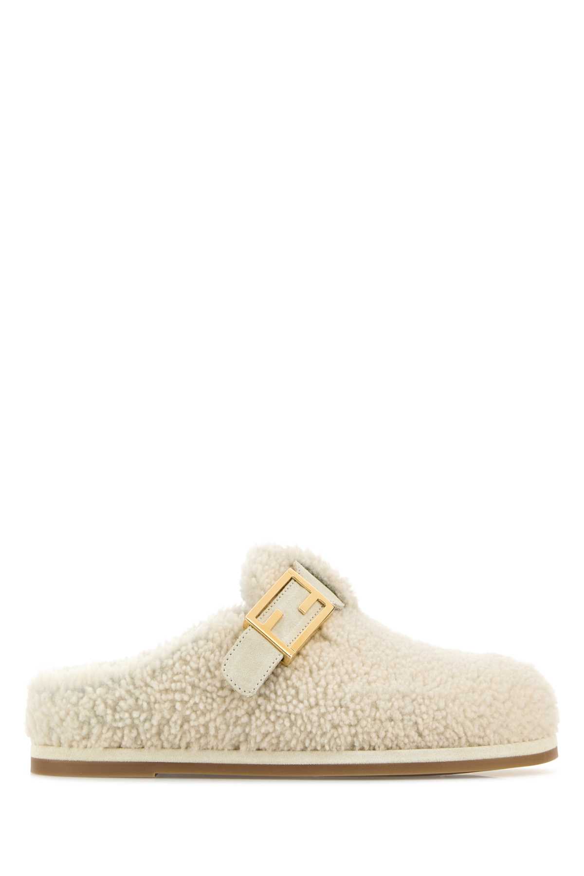 Ivory Shearling Boston Slippers