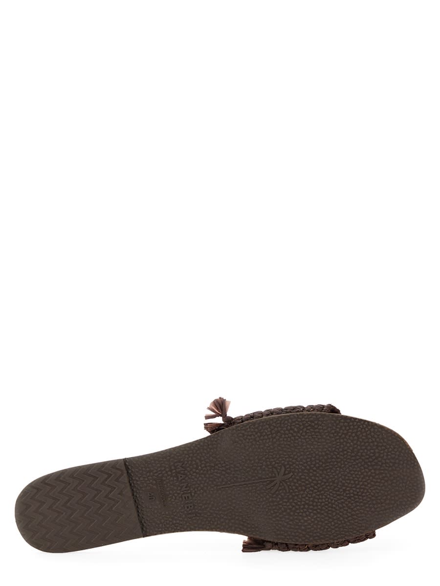 Shop Manebi Sandal With Logo In Brown