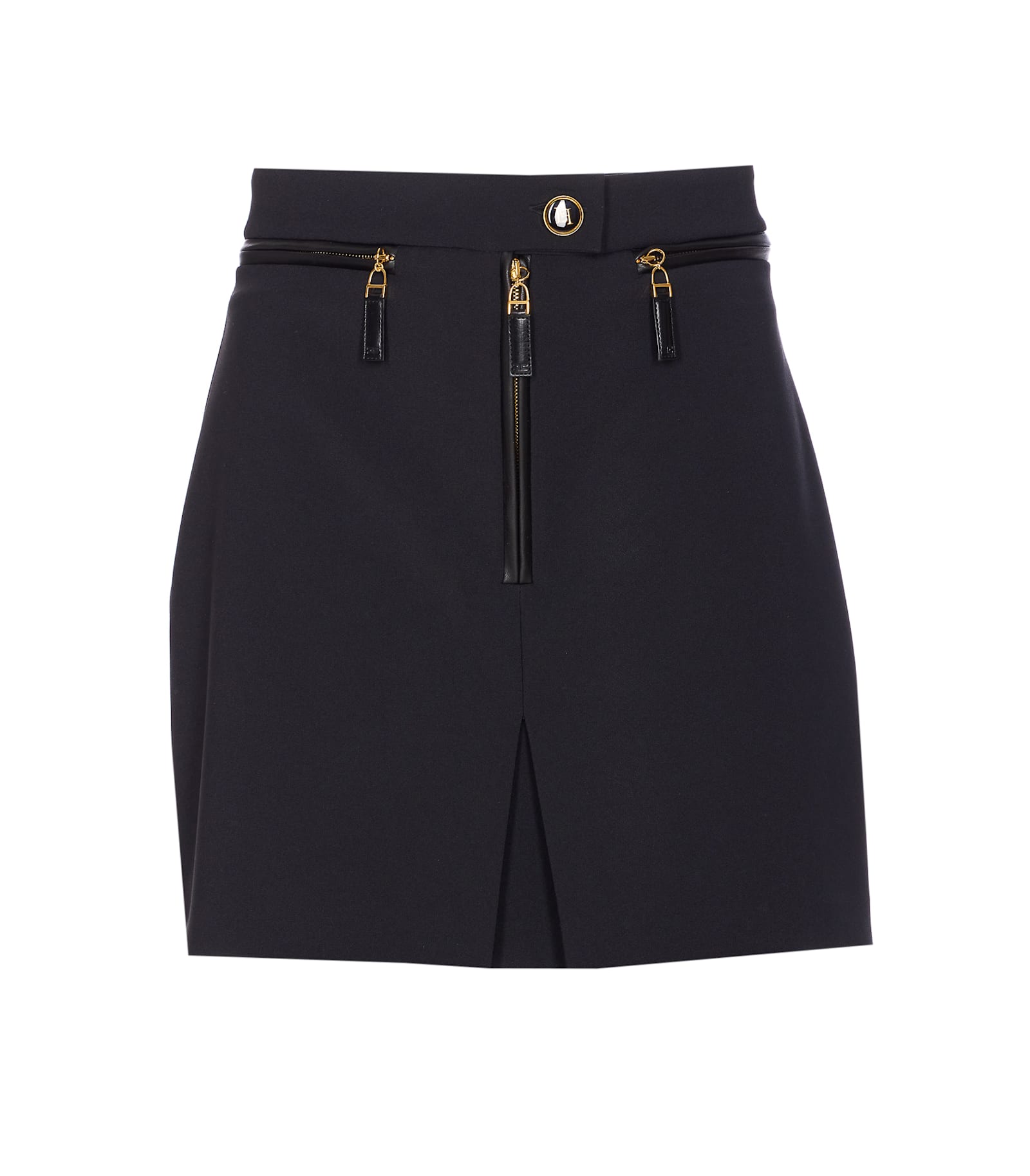 Elisabetta Franchi Mini Skirt With Front Slit In Black