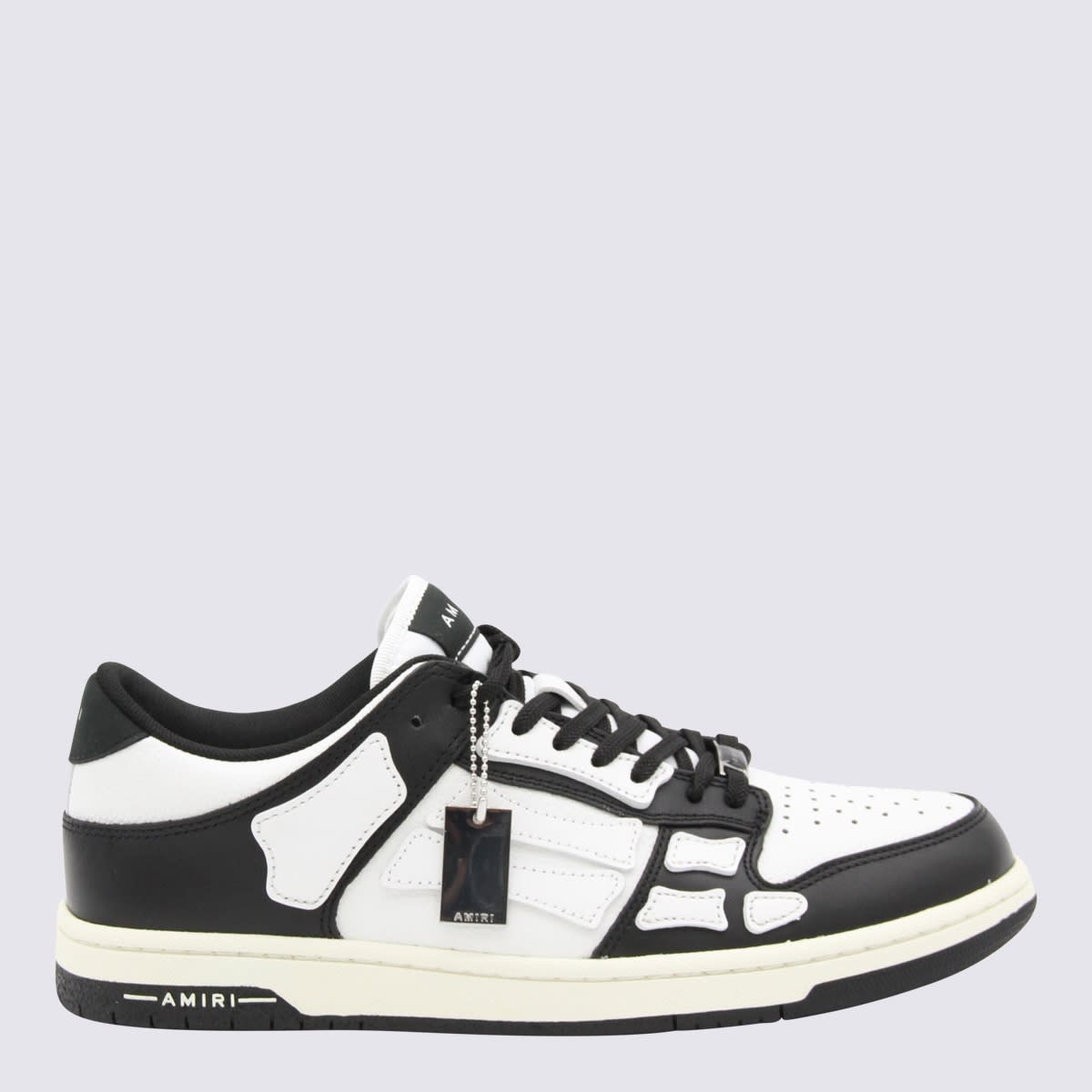Black And White Leather Skel Sneakers