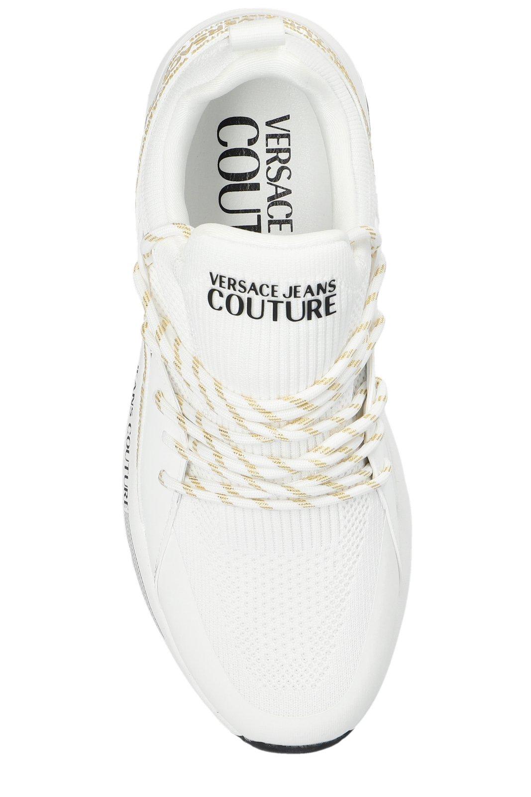 Shop Versace Jeans Couture Dynamic Logo-strap Round-toe Sneakers In White