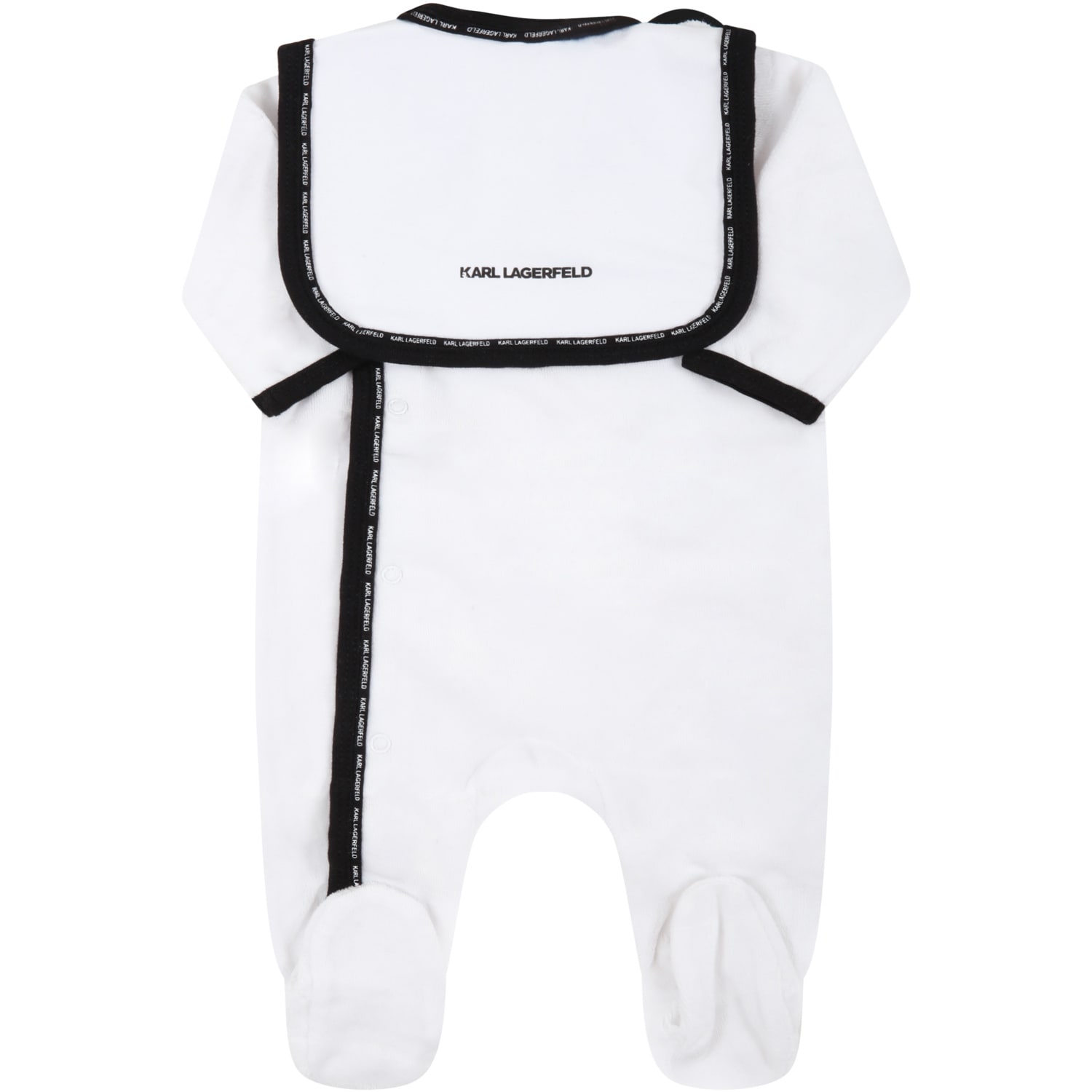Karl Lagerfeld Kids White Set For Baby Boy With Black Logo