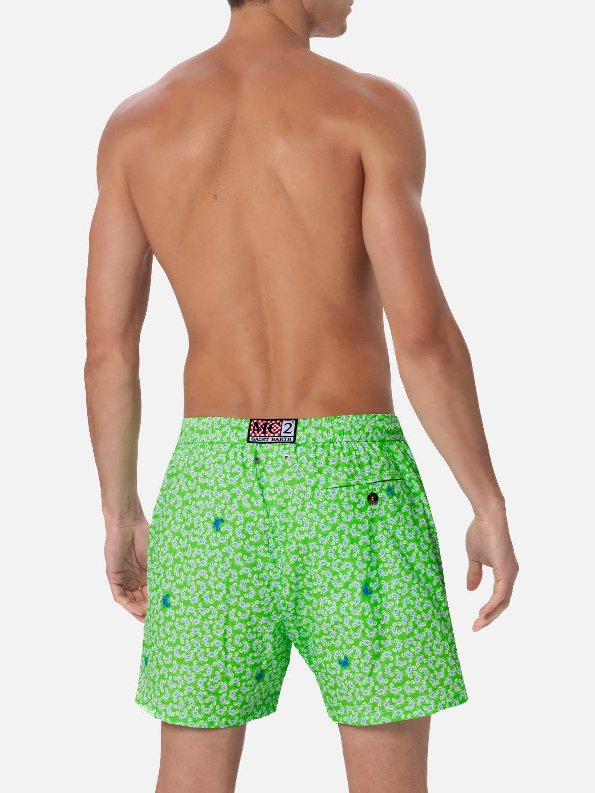 MC2 SAINT BARTH COMFORT LIGHT CLASSIC STRETCH SWIM SHORTS WITH CRABS PRINT