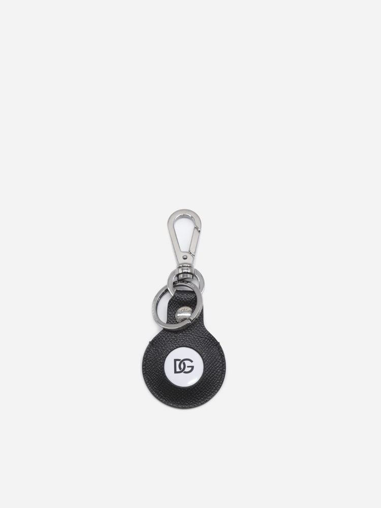 Dolce & Gabbana Airtag Keychain In Leather With Logo Detail