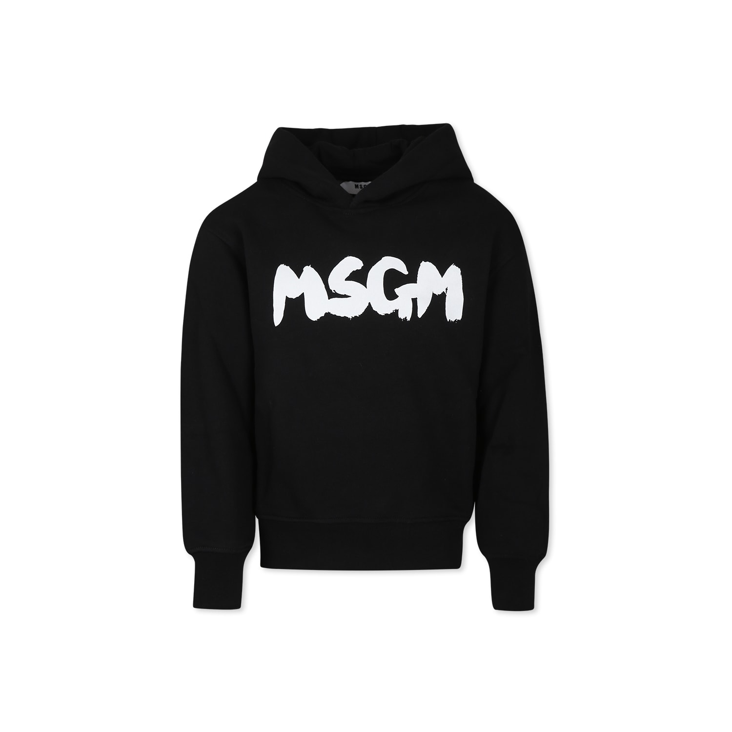 Shop Msgm Black Sweatshirt For Kids With White Logo