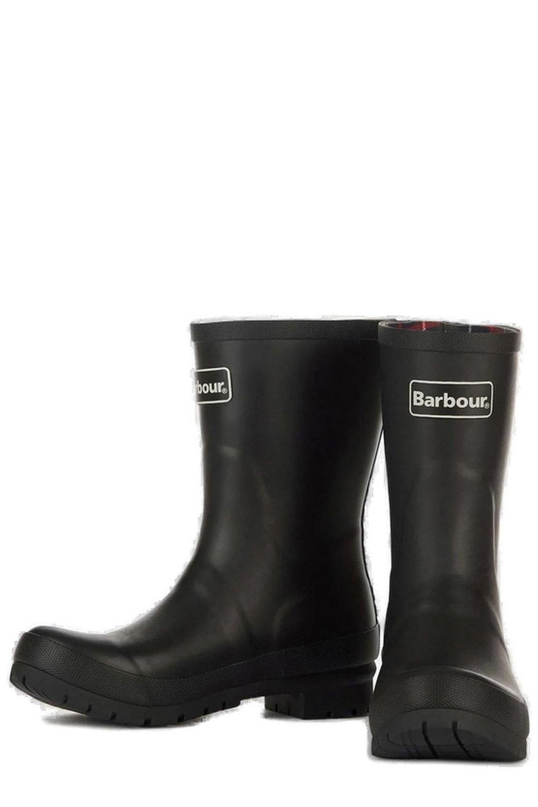 Shop Barbour Banbury Logo Debossed Boots In Nero