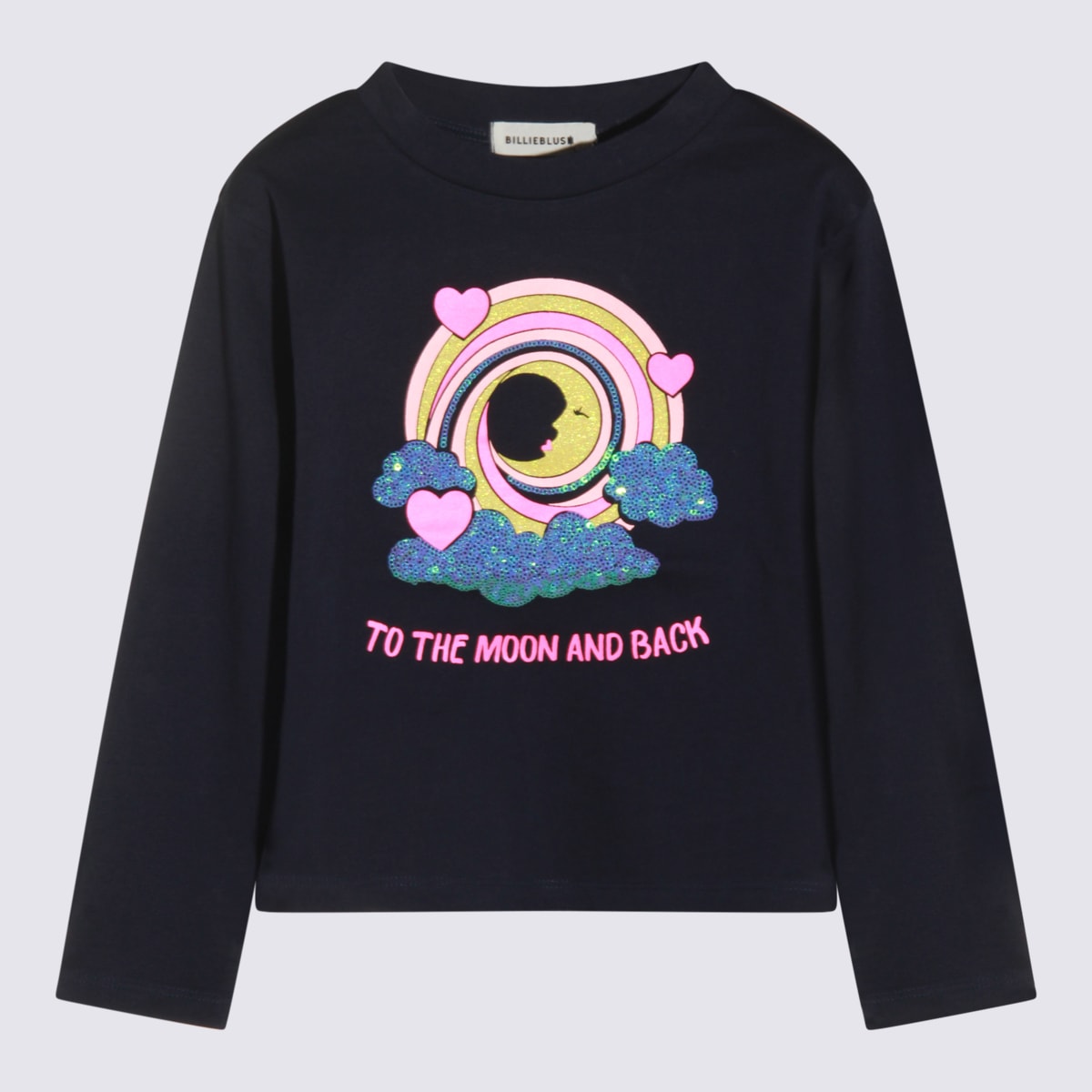 Billieblush Dark Blue Cotton Sweatshirt In Black