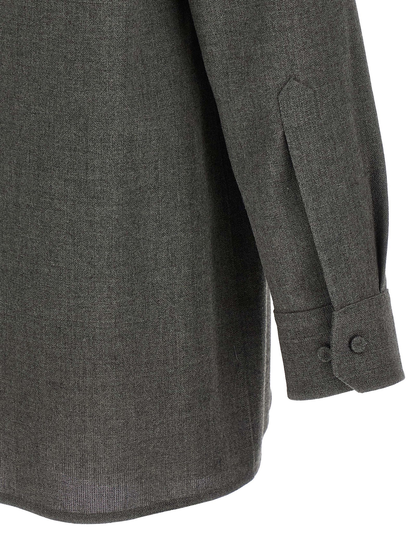 Jil Sander Studded Collar Long Sleeves Chest Pockets In Green