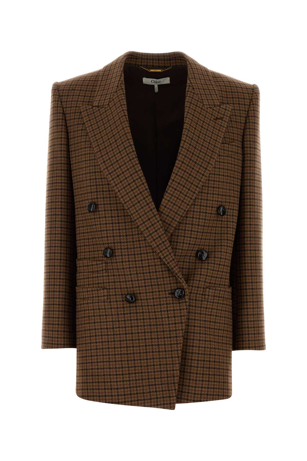 Chloé Tailored Wool Blend Blazer Embroidery In Brown