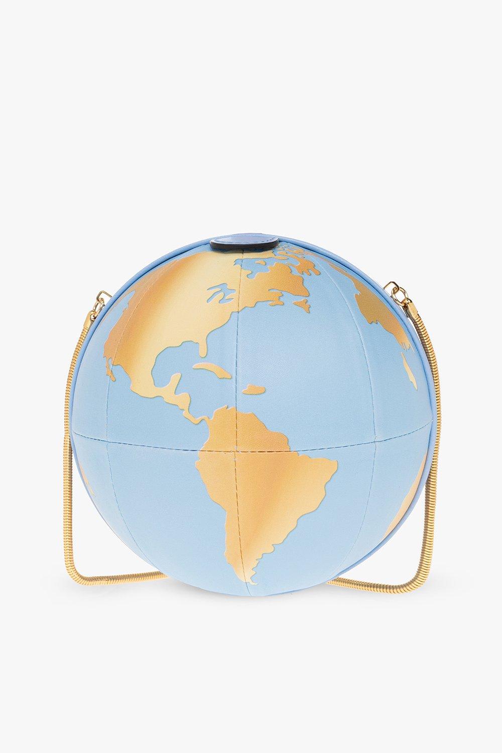 Shop Moschino World Map Printed Chain-link Shoulder Bag In Neutro