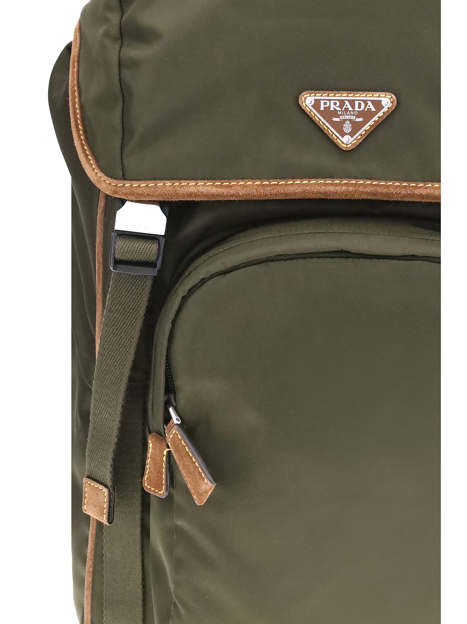 Prada Nylon Backpack With Adjustable Shoulder Straps In Green