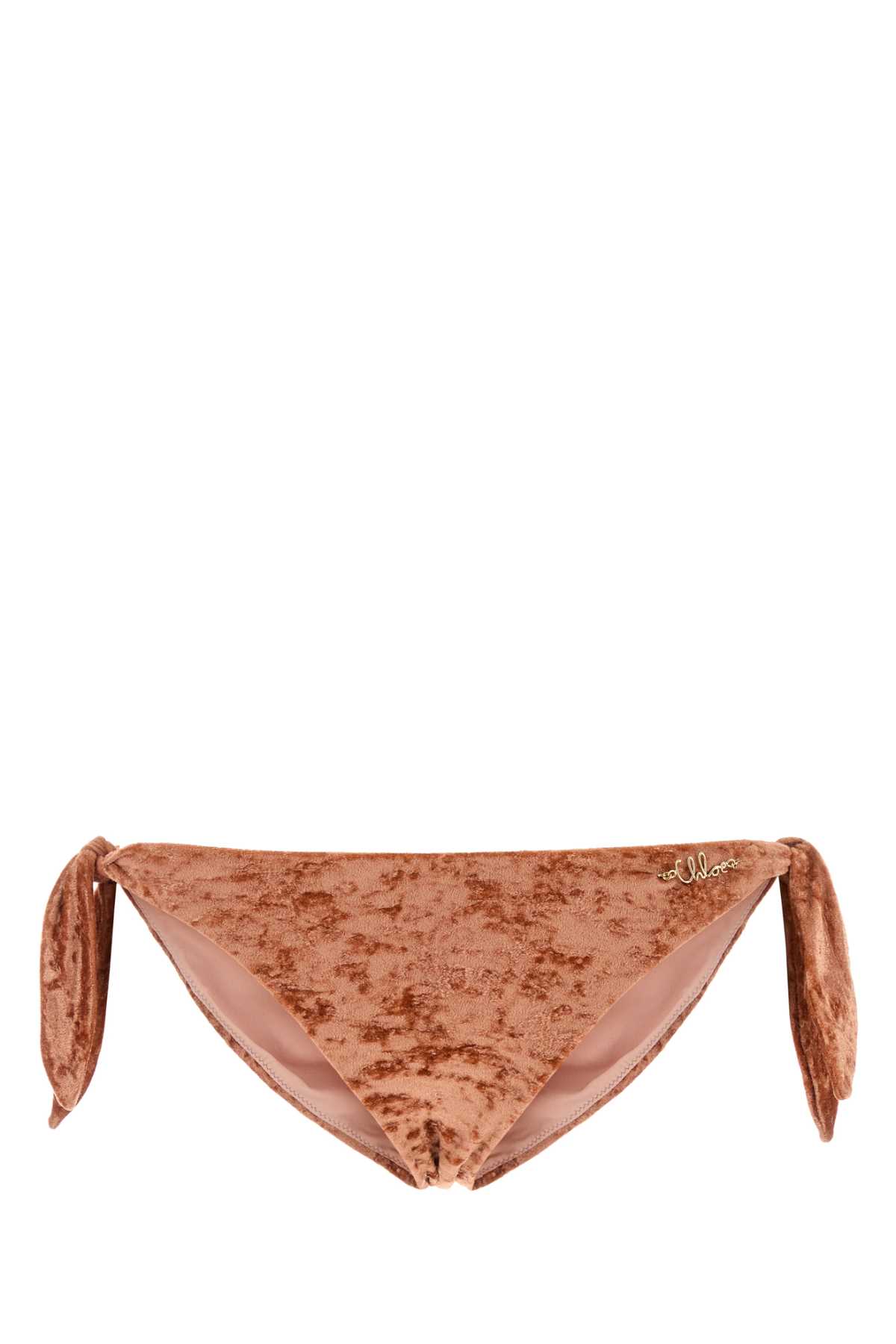 Chloé Peach Stretch Velvet Bikini Slip In Orange